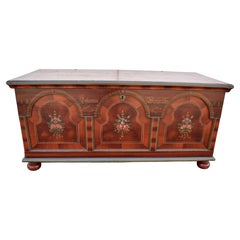 Pine Trunk or Blanket Chest in Original Decorative Paint