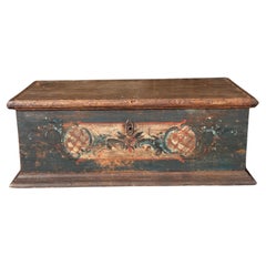 Pine Trunk or Blanket Chest in Original Decorative Paint