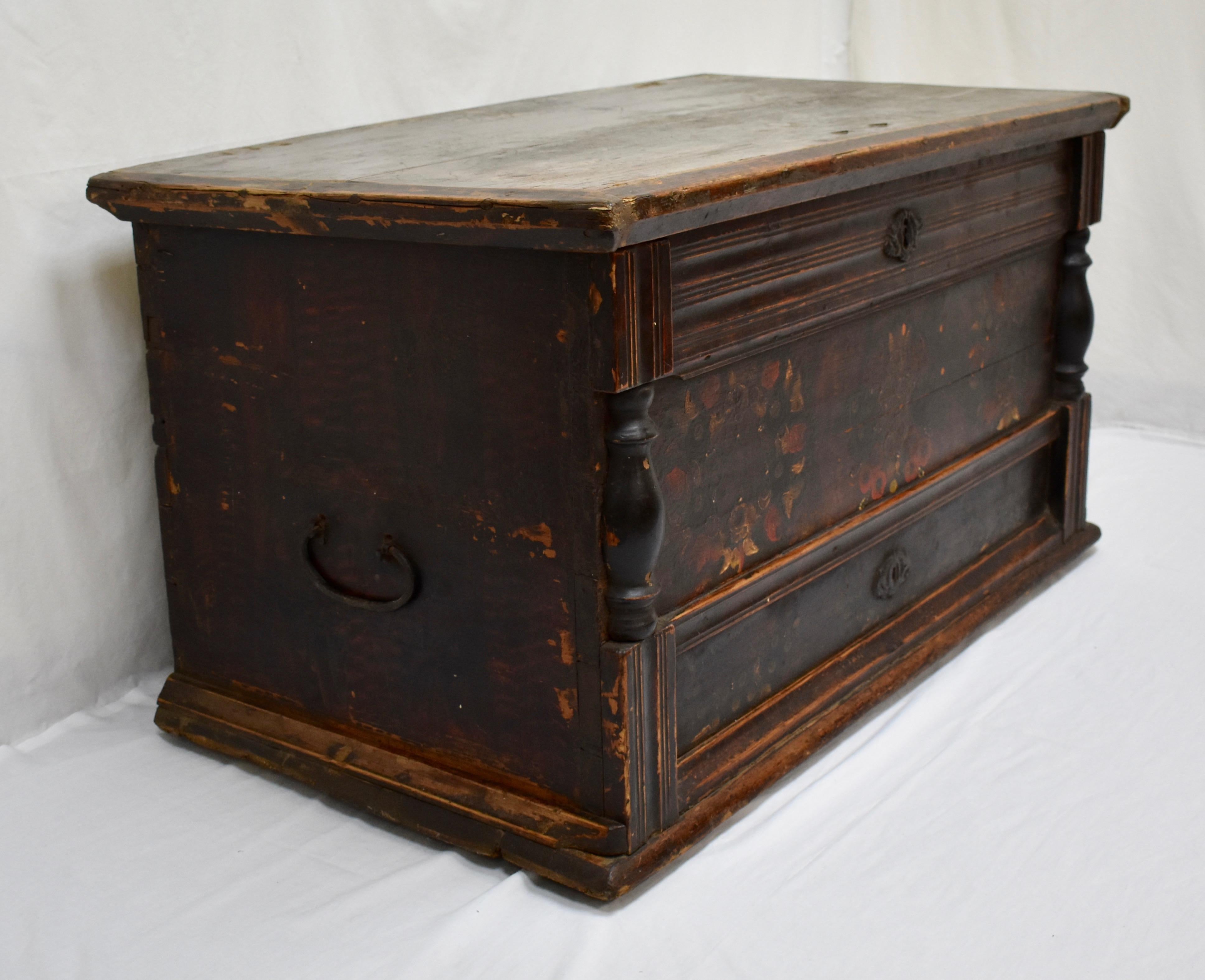 Hungarian Pine Trunk or Blanket Chest in Original Paint