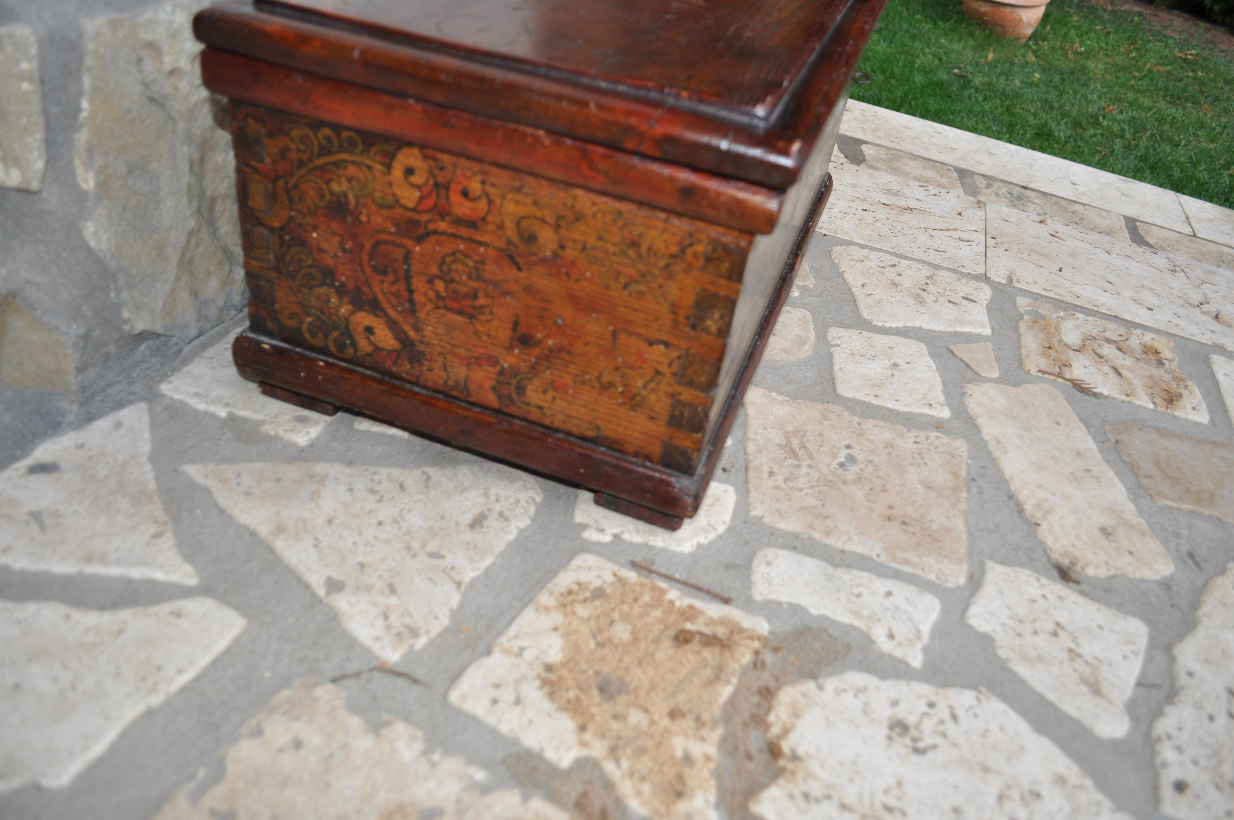 Late 19th Century Pine Trunk or Blanket Chest in Original Paint For Sale