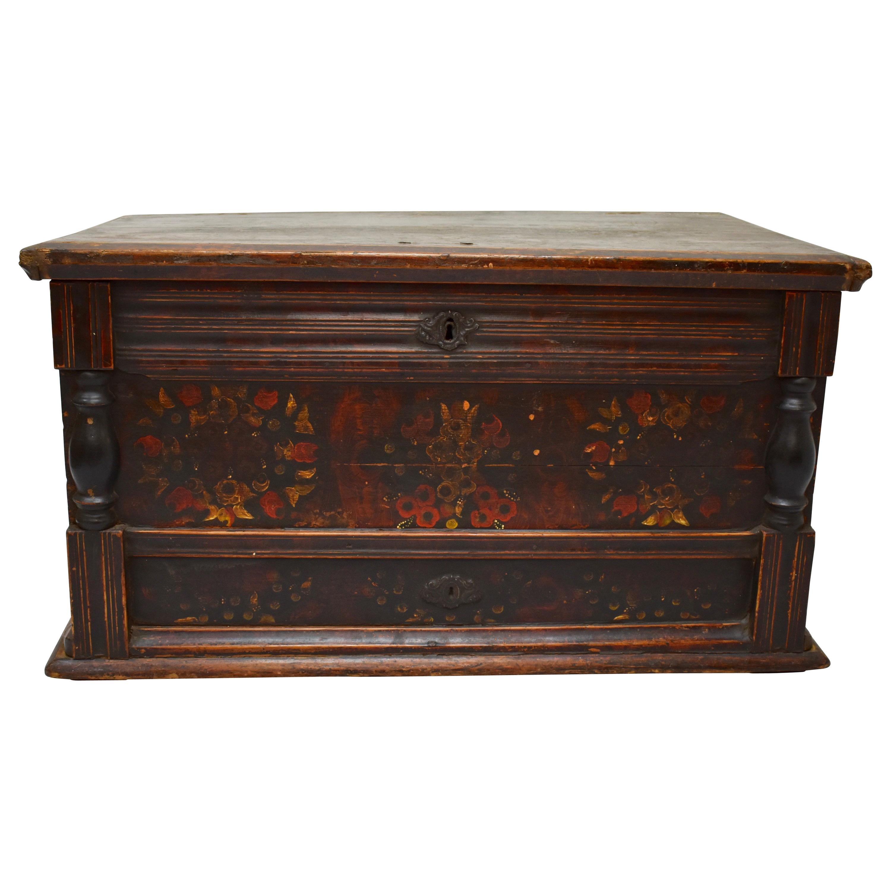 Pine Trunk or Blanket Chest in Original Paint