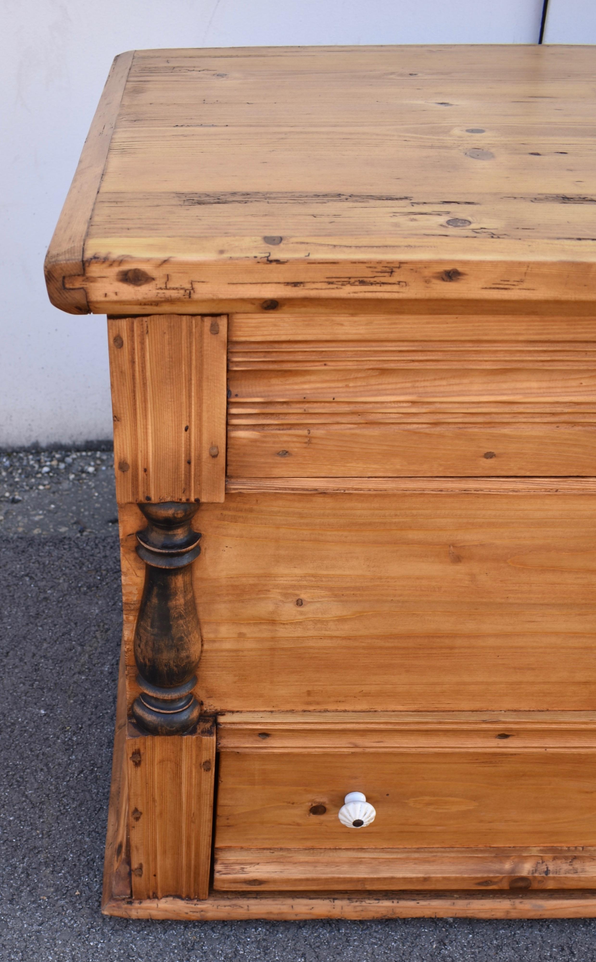 Pine Trunk or Mule Chest For Sale 8