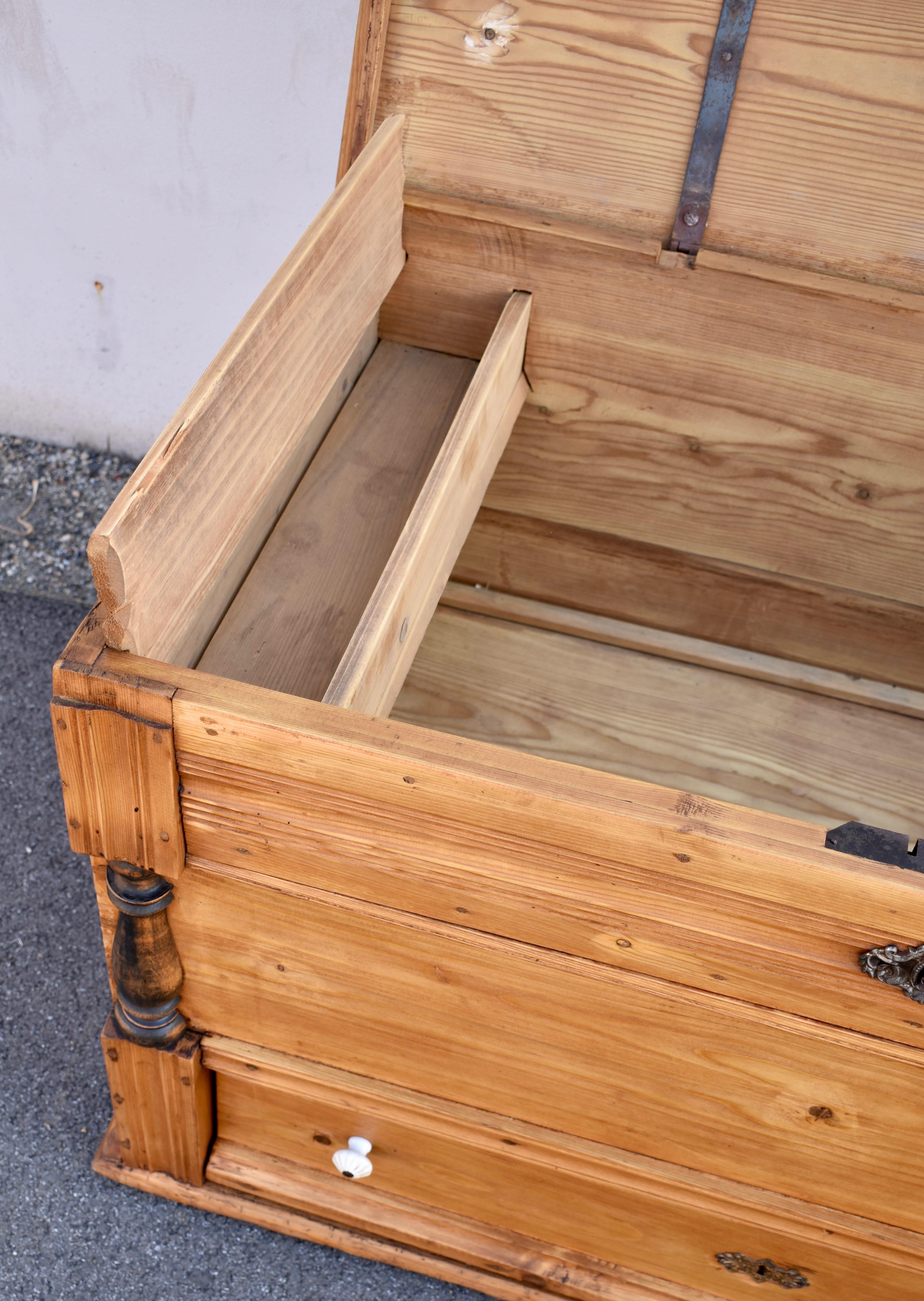 Pine Trunk or Mule Chest For Sale 12