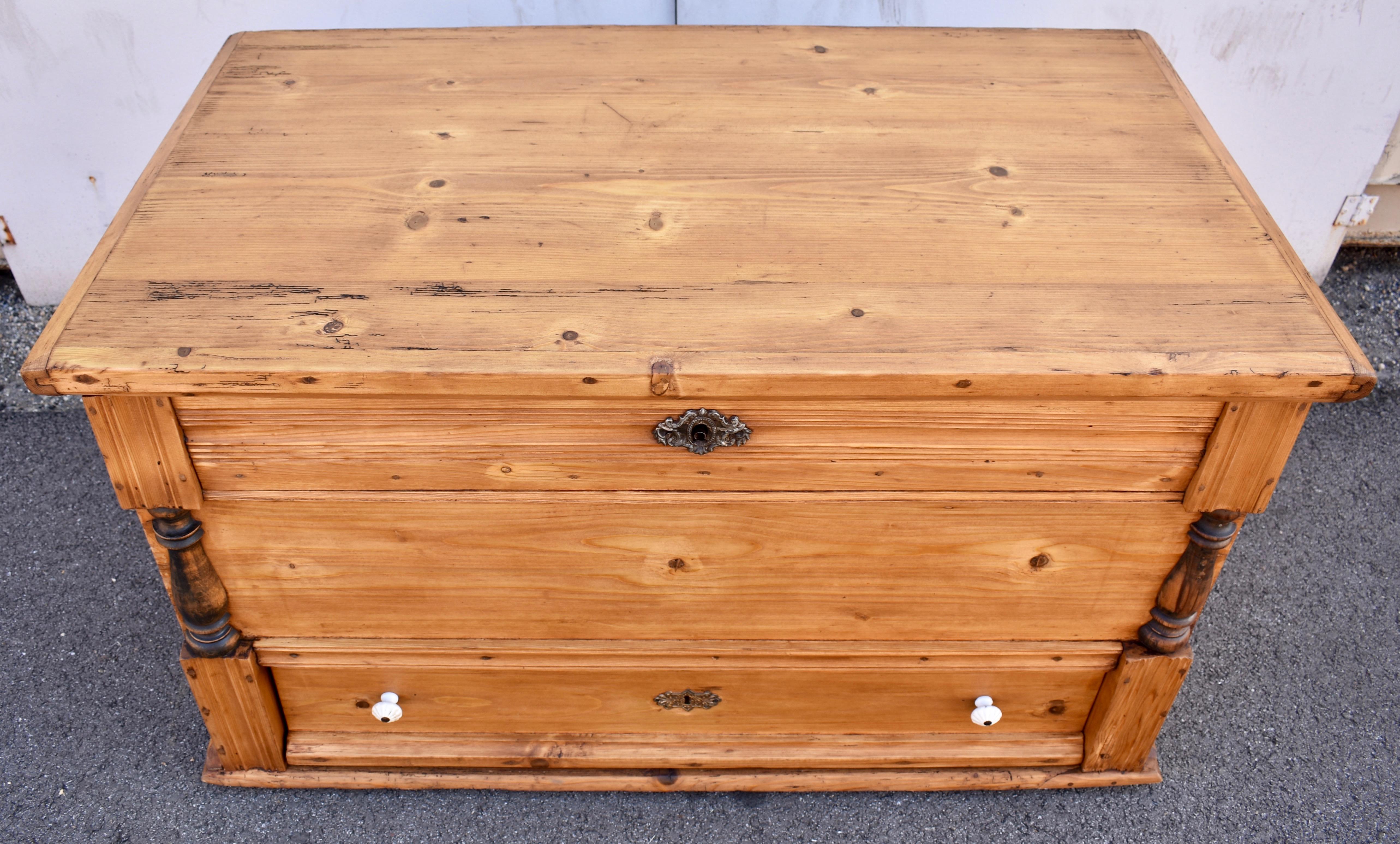 Baroque Pine Trunk or Mule Chest For Sale