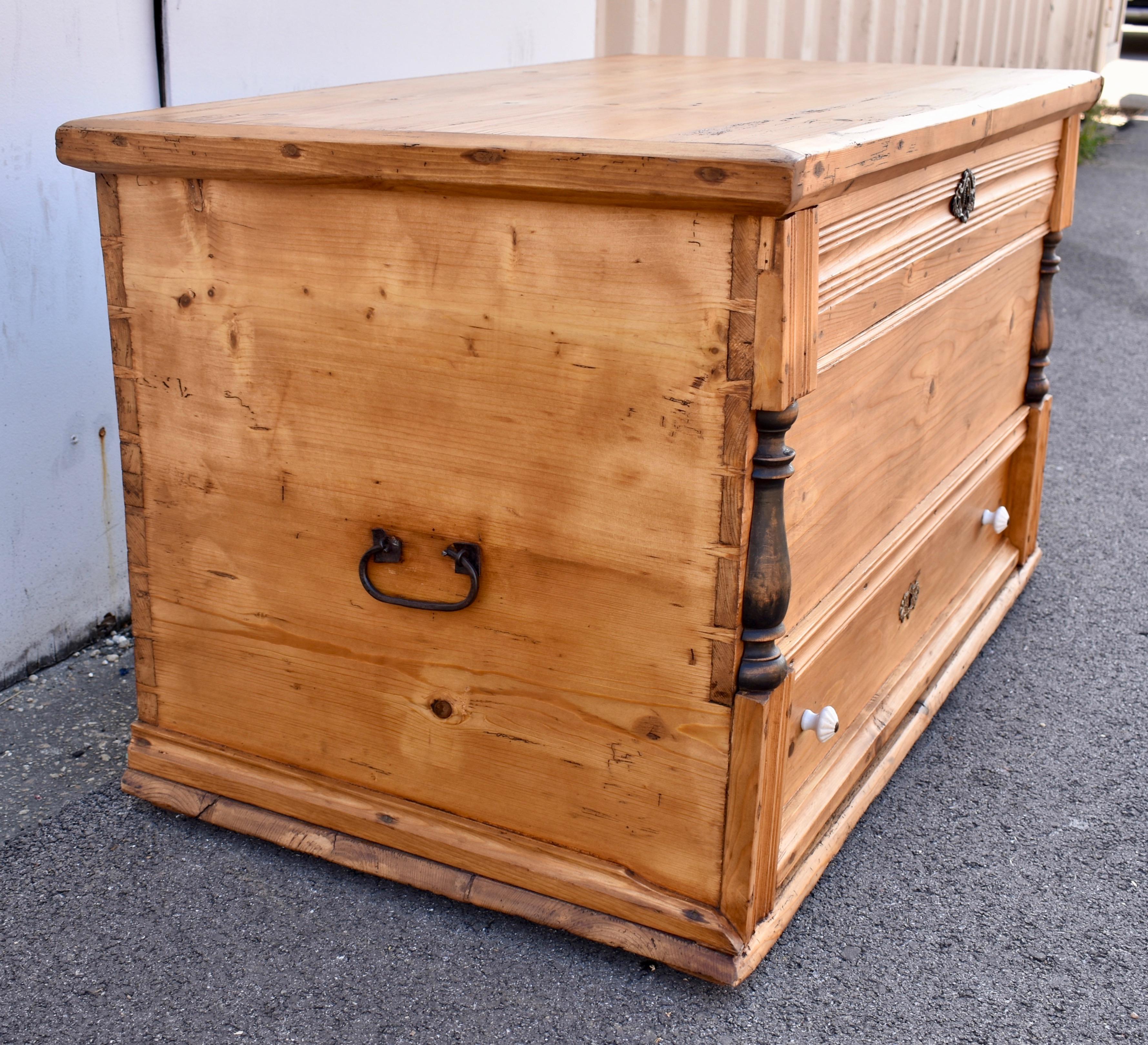 Hungarian Pine Trunk or Mule Chest For Sale