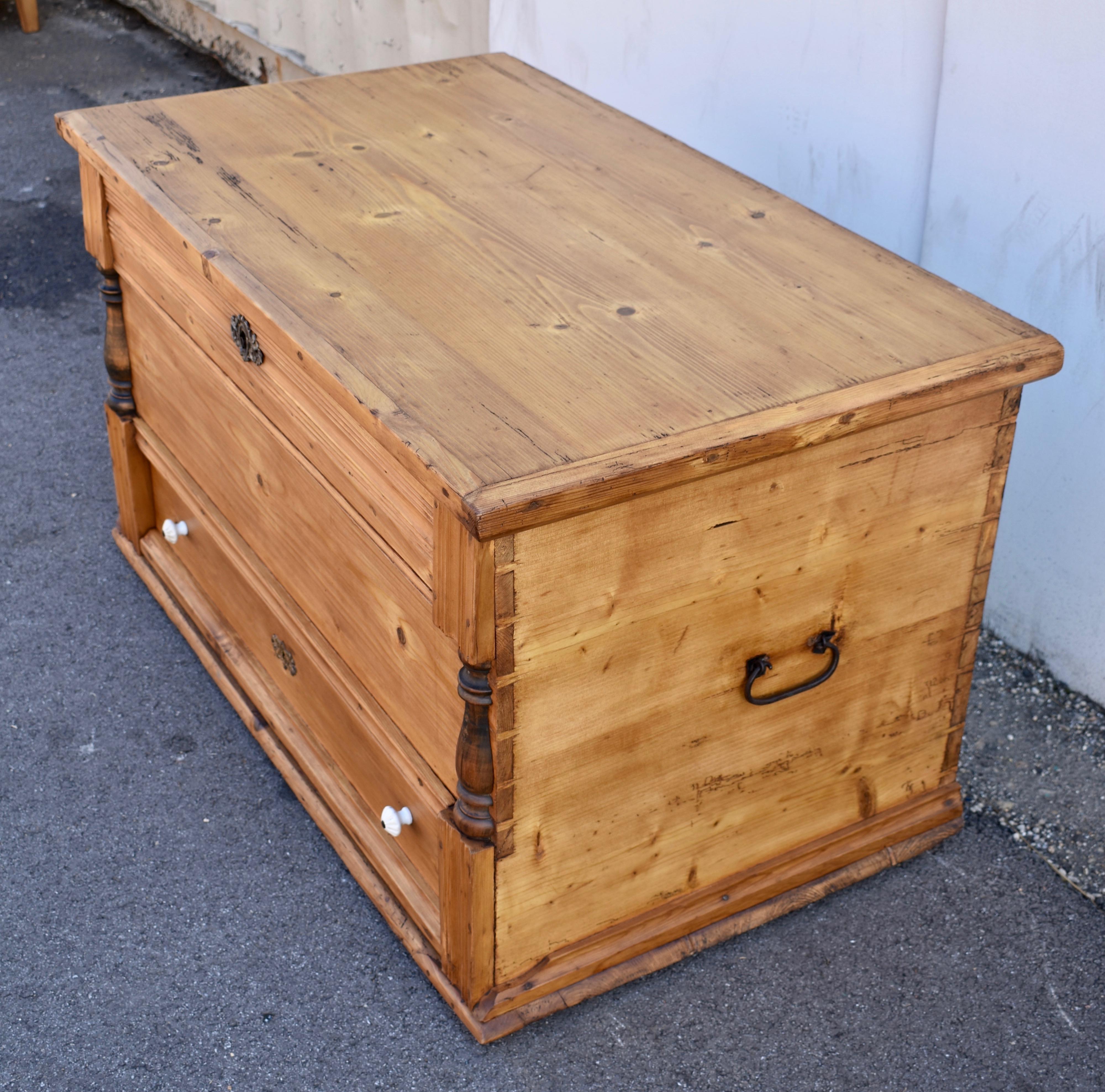 Pine Trunk or Mule Chest For Sale 1