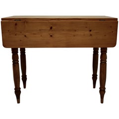 Antique Pine Turned Leg Drop-Leaf Table