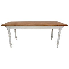 Pine Turned Leg Farmhouse Table with Painted Base