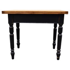 Antique Pine Turned Leg Swivel-Top Table