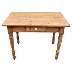 Antique Pine Turned Leg Writing Table