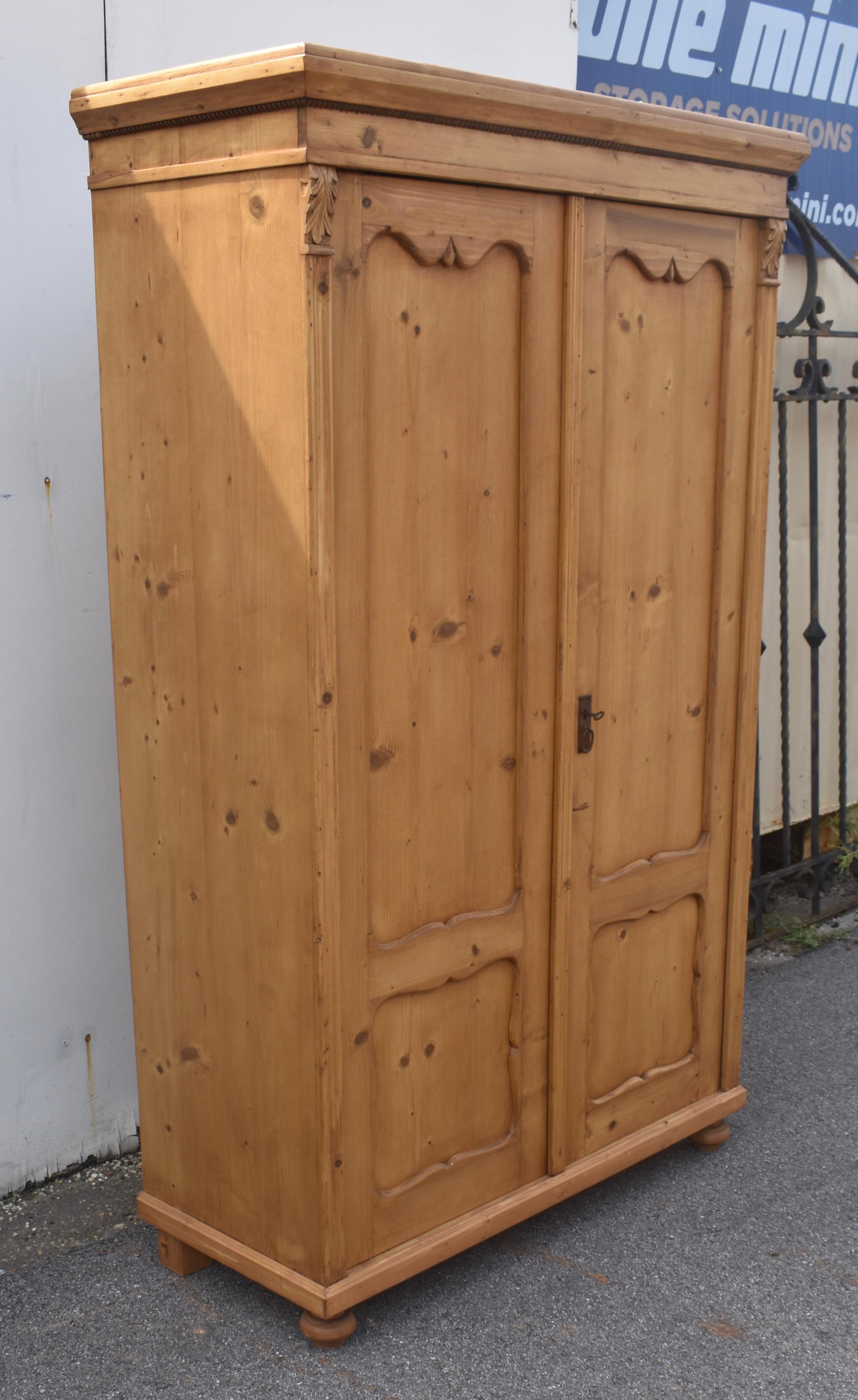 Country Pine Two Door Armoire For Sale