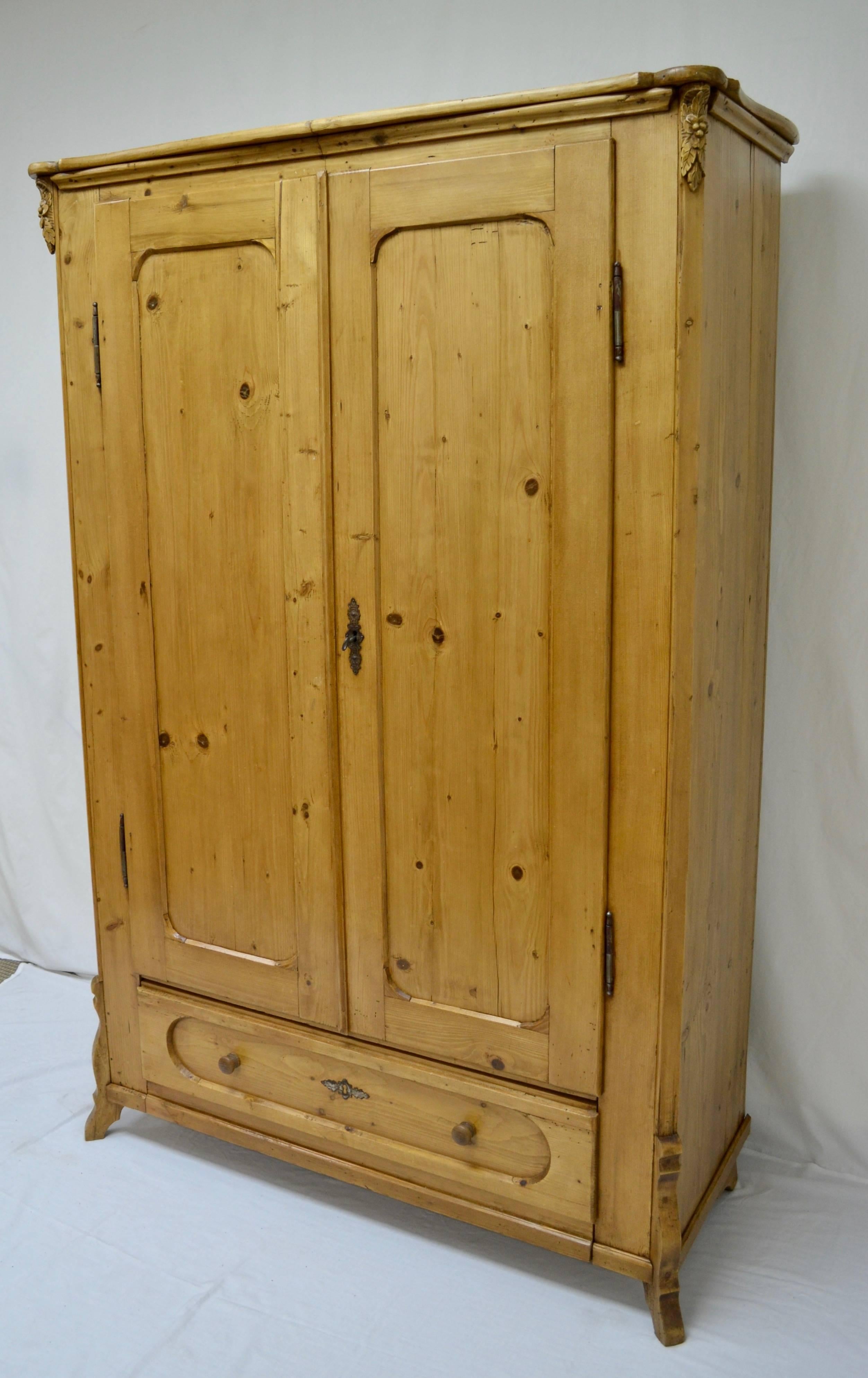 Polished Pine Two-Door Armoire