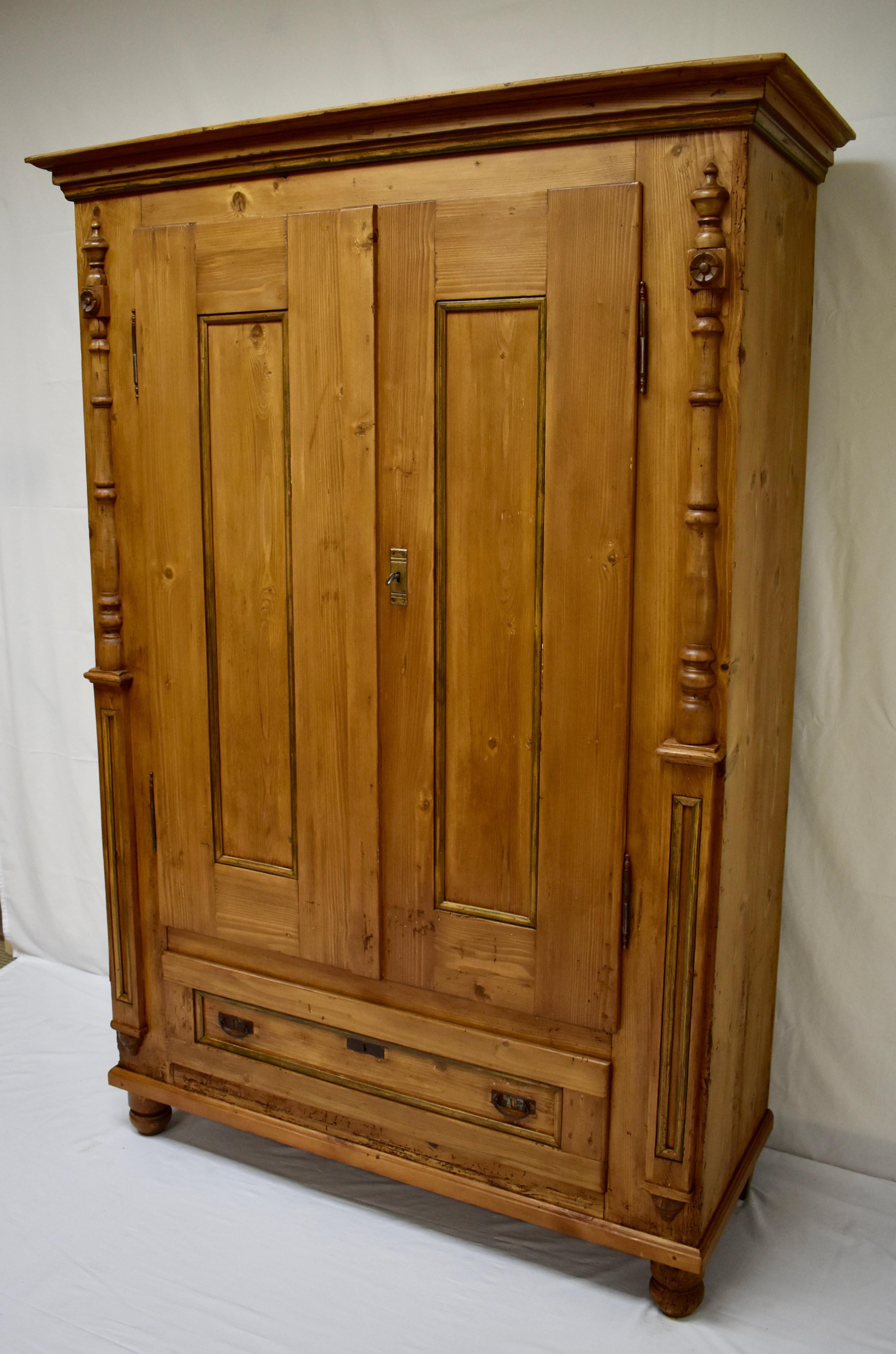 Hungarian Pine Two Door Armoire 