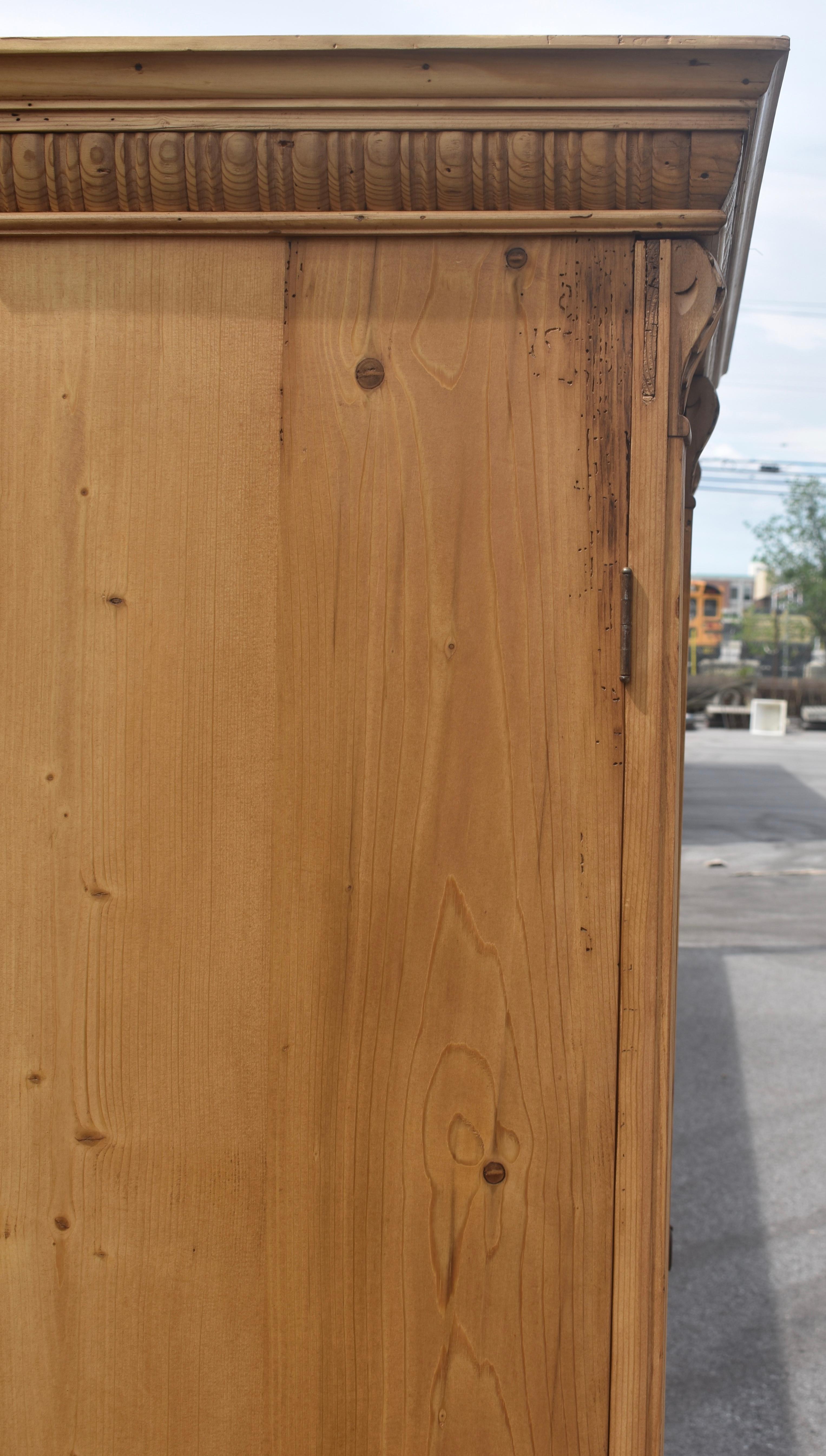 Polished Pine Two Door Armoire For Sale