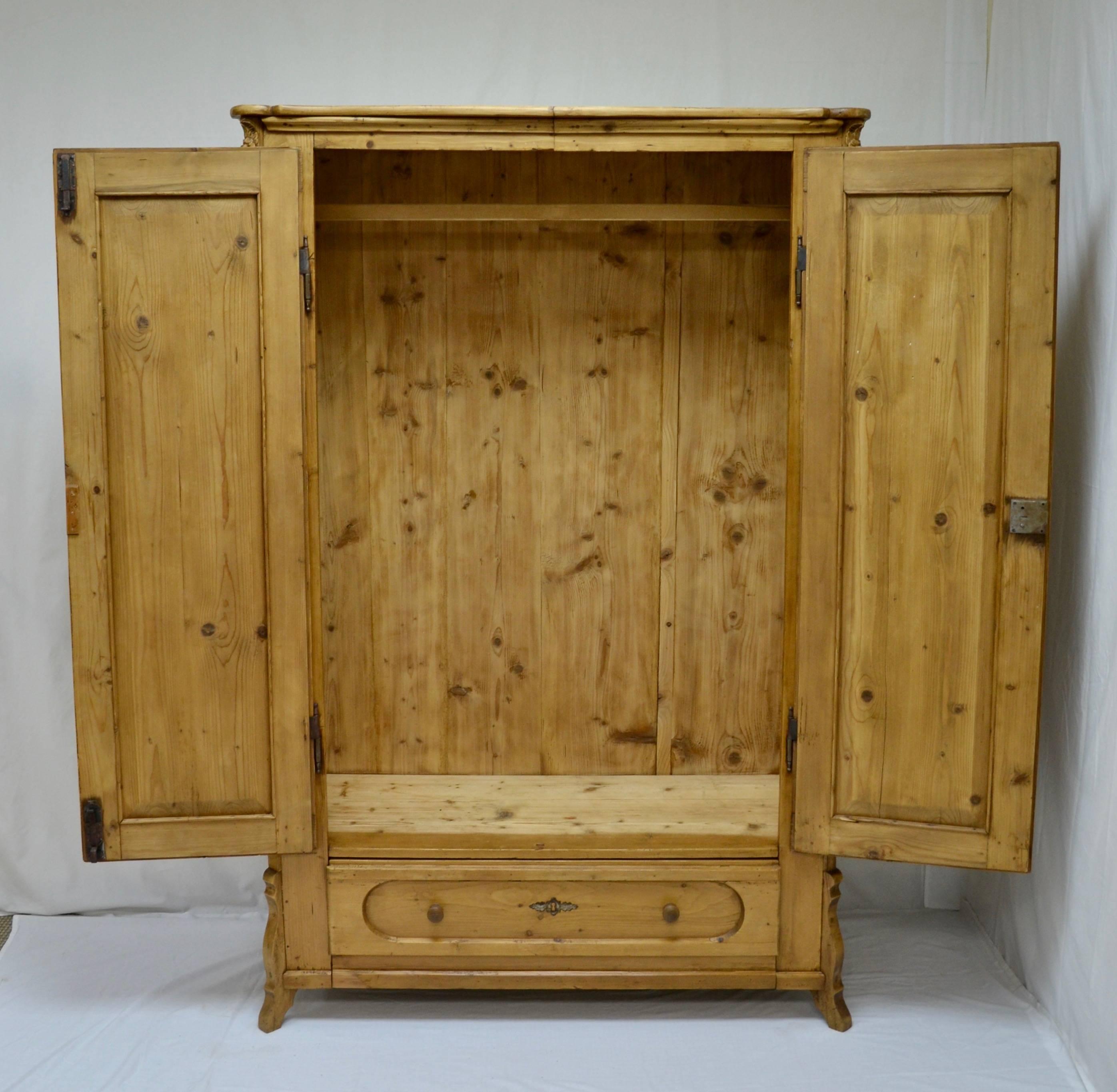 19th Century Pine Two-Door Armoire