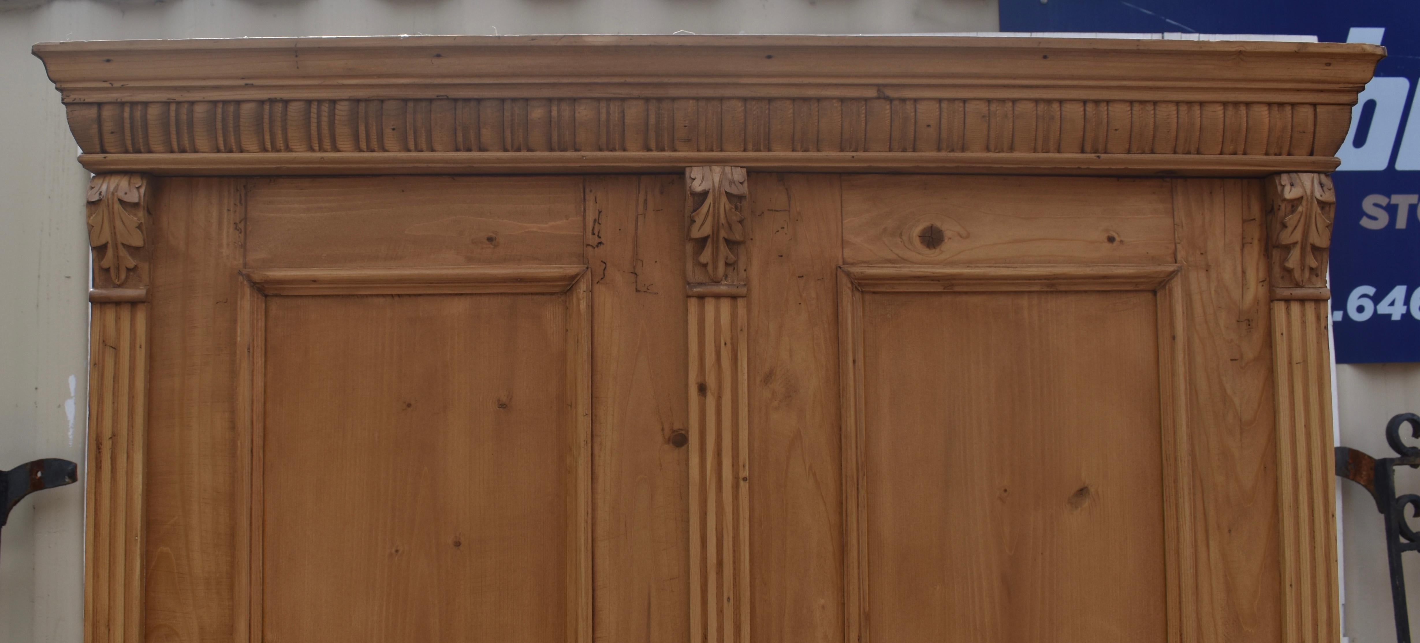 20th Century Pine Two Door Armoire For Sale