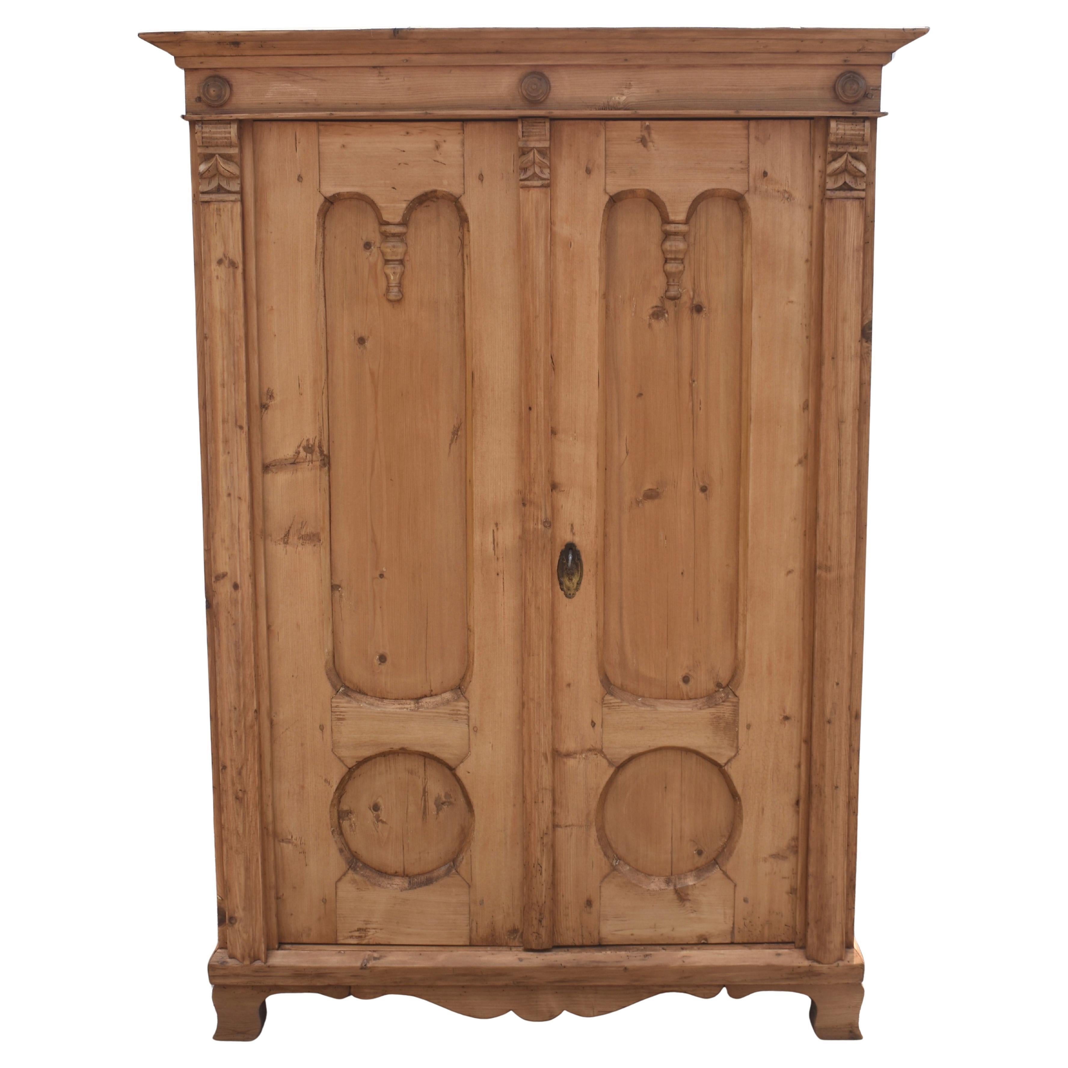 Pine Two Door Armoire For Sale