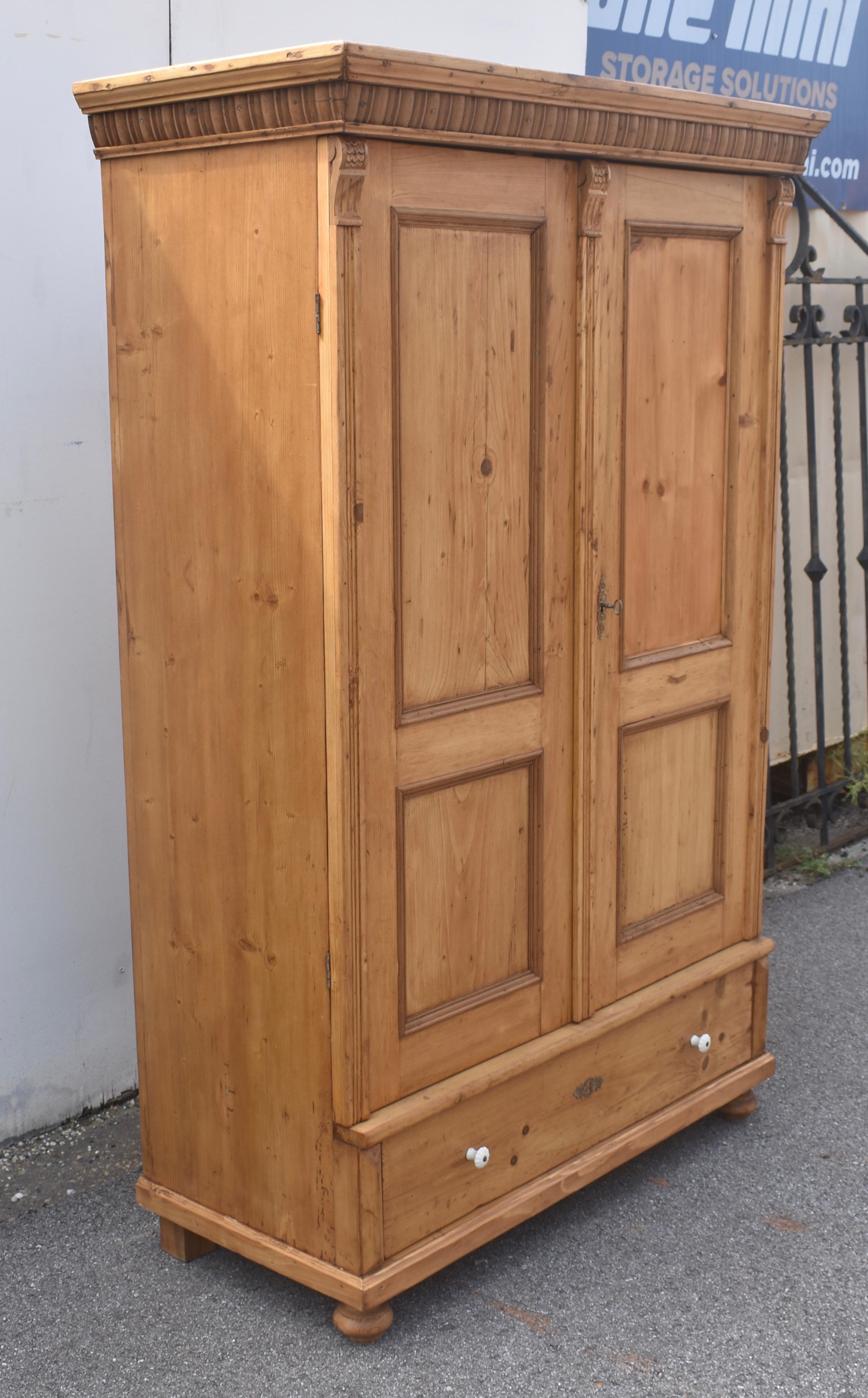 Country Pine Two Door Armoire, Hungary For Sale