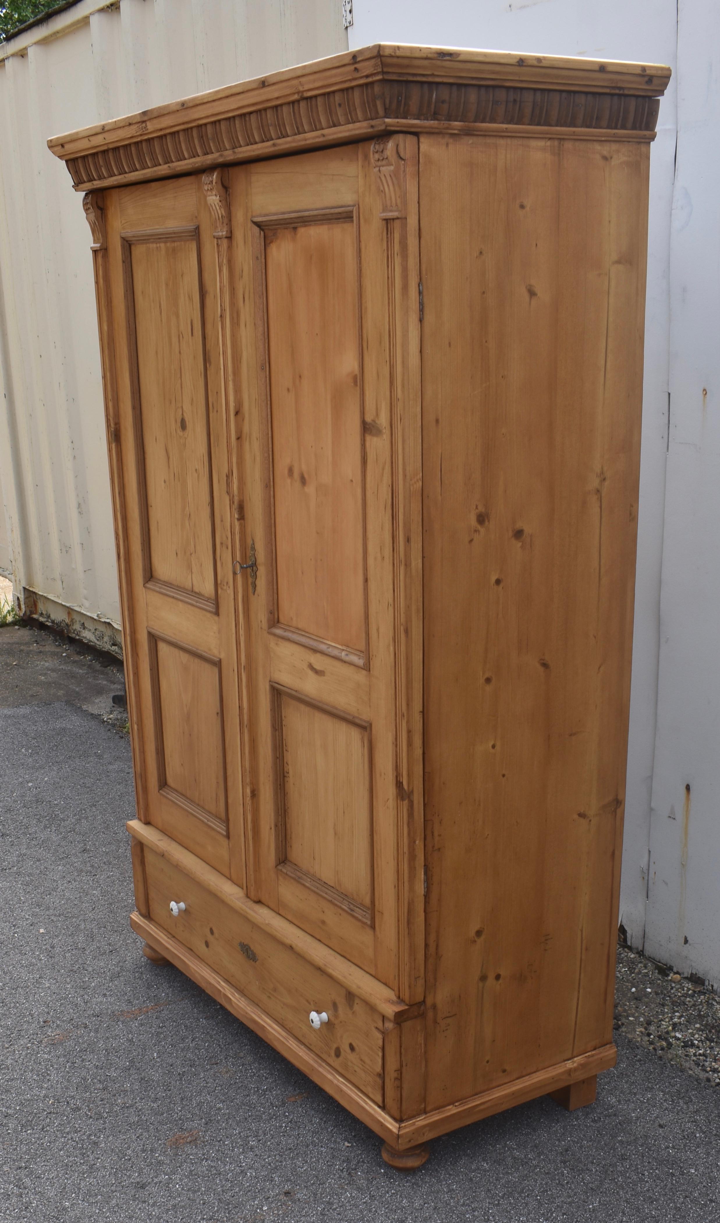 Pine Two Door Armoire, Hungary In Good Condition For Sale In Baltimore, MD