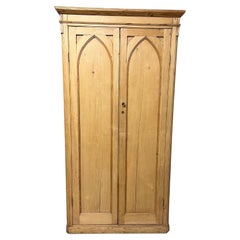 Pine Two Door Armoire in the Style of Gothic