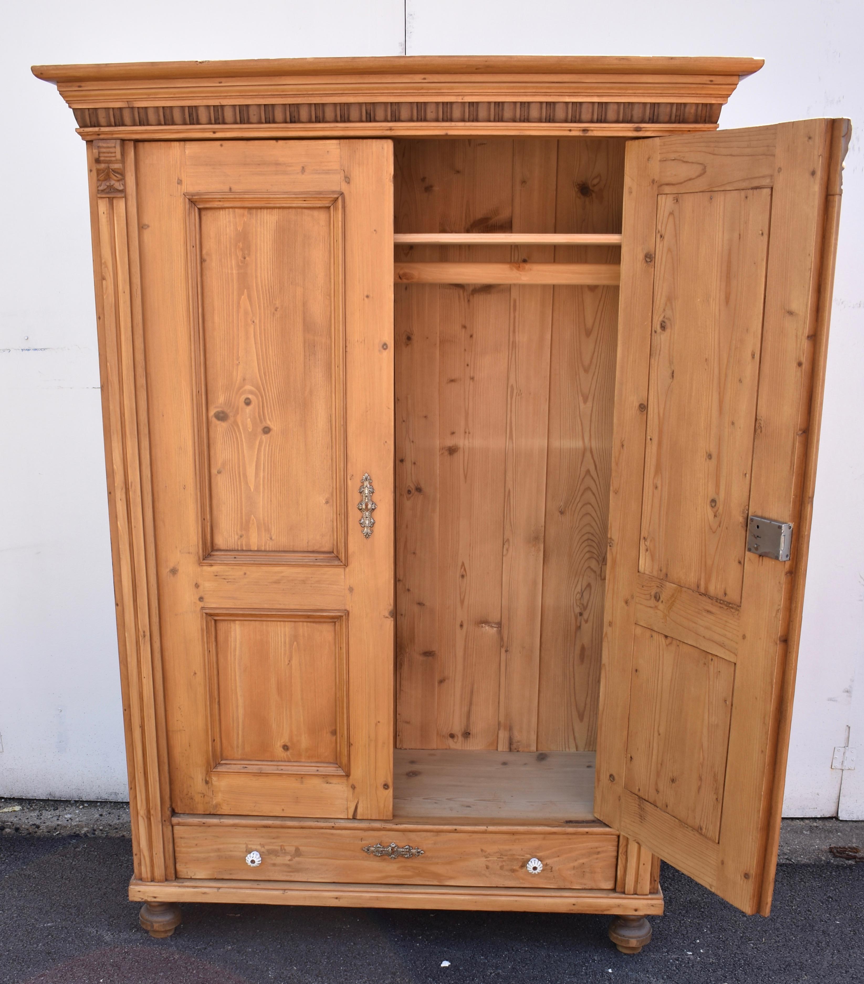 Pine Two Door Armoire with Interior 6
