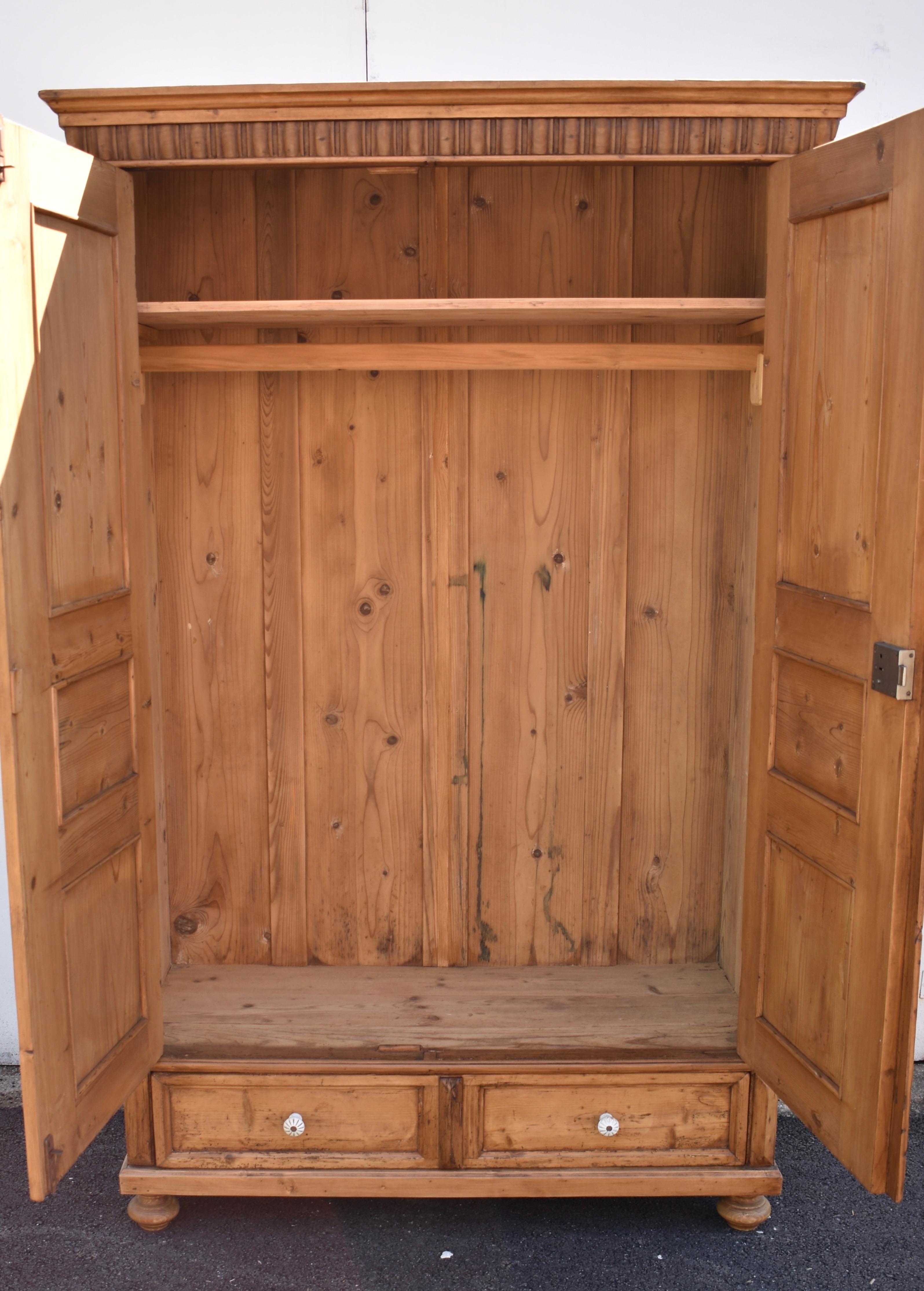 Pine Two Door Armoire with Interior 9