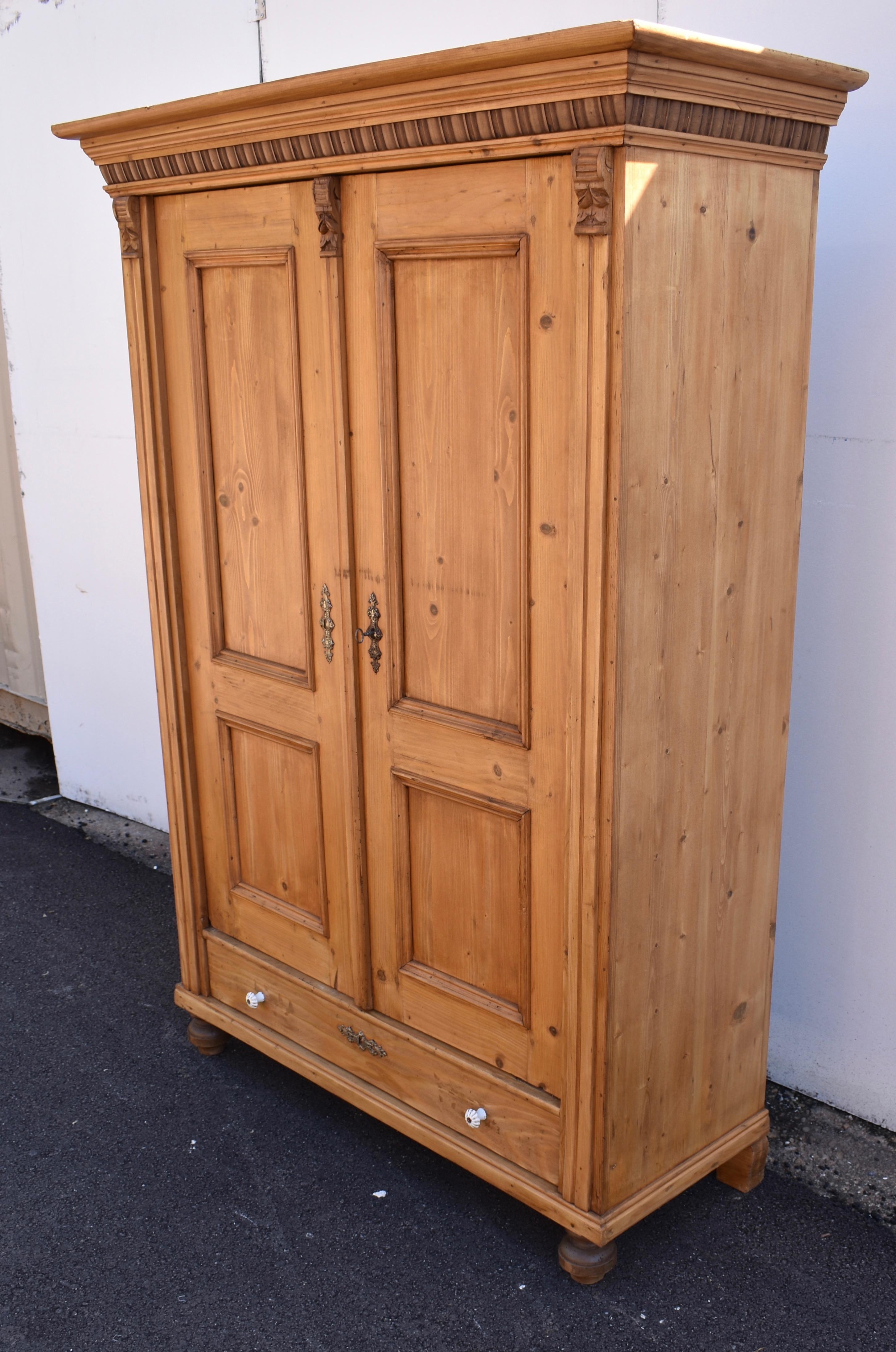 Hungarian Pine Two Door Armoire with Interior