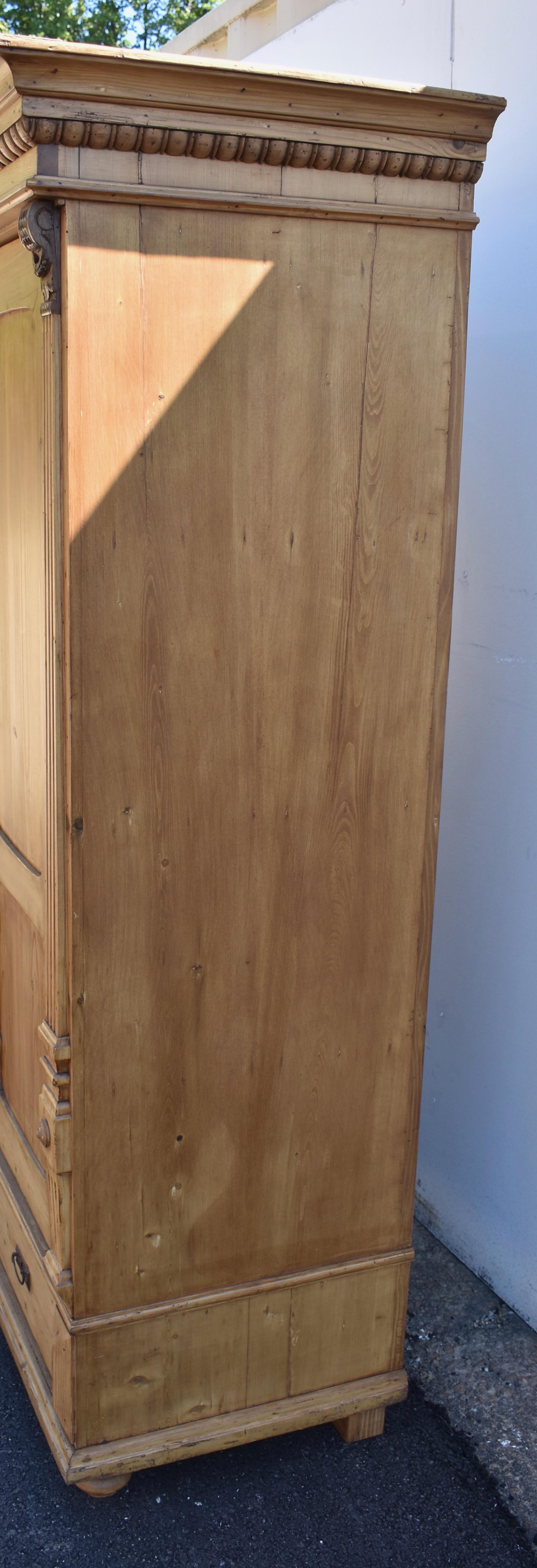 Polished Pine Two Door Armoire with Interior