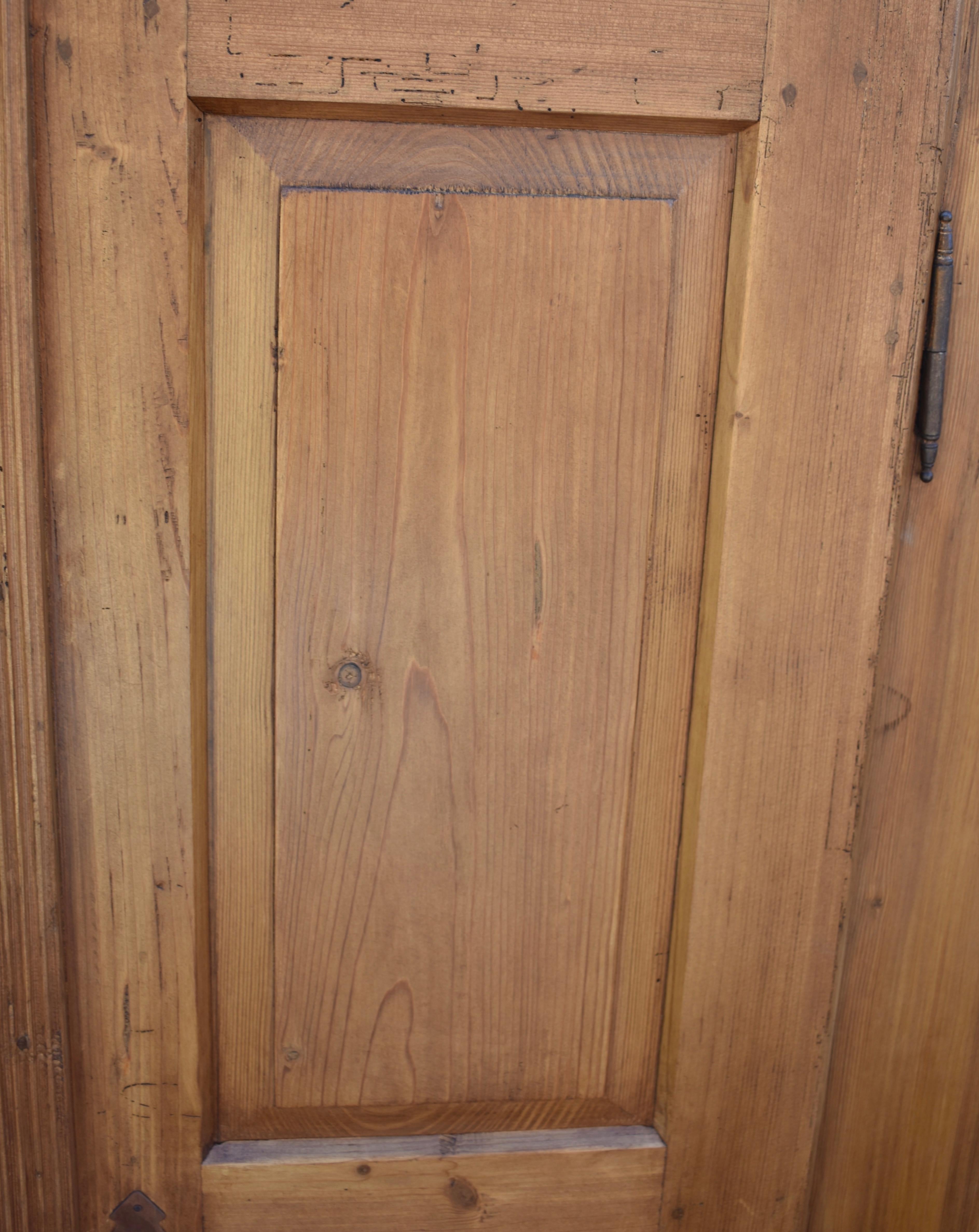 19th Century Pine Two Door Armoire with Interior