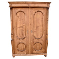 Antique Pine Two Door Armoire with Interior