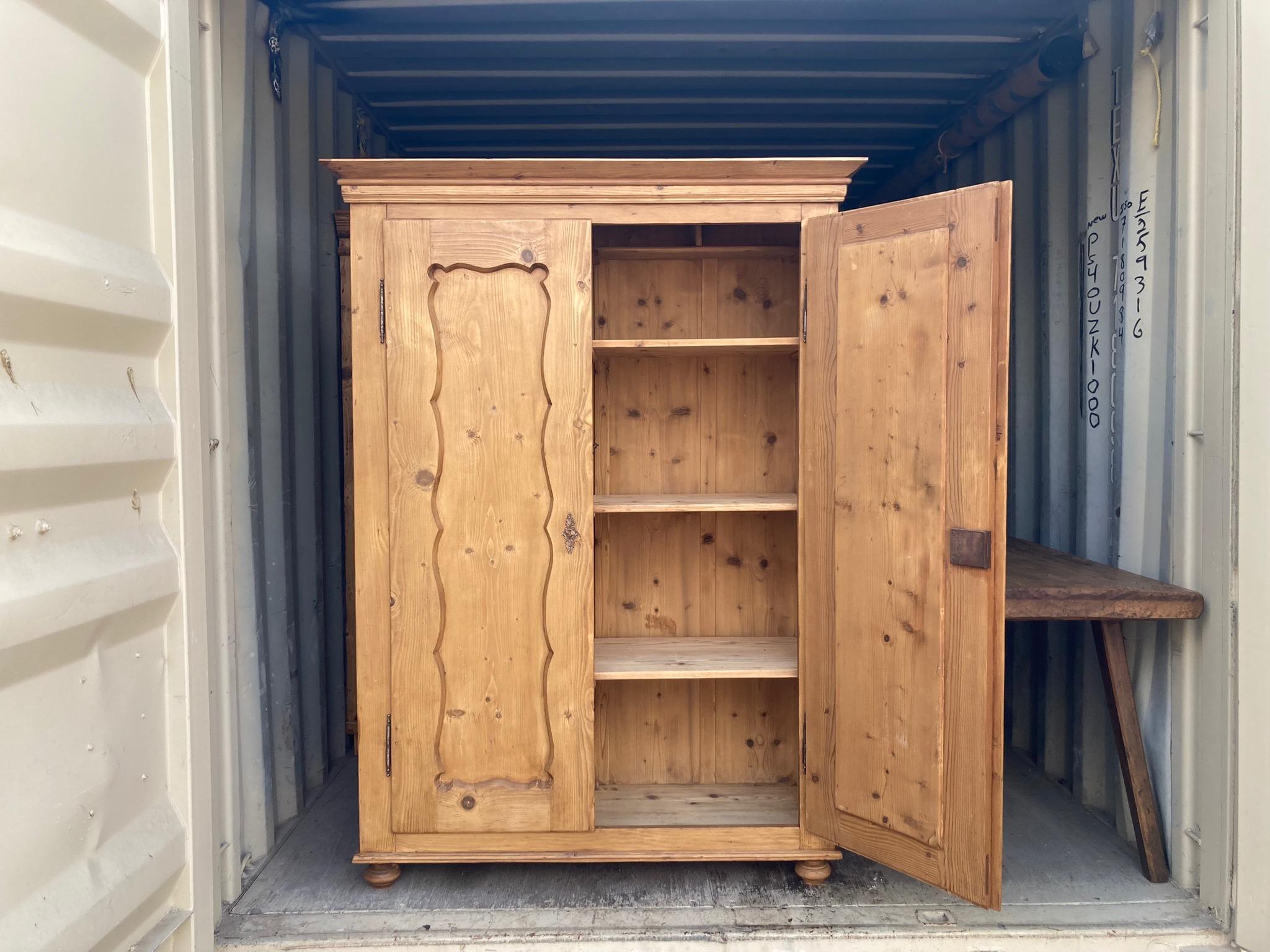 Pine Two Door Armoire with Interior Shelves 4