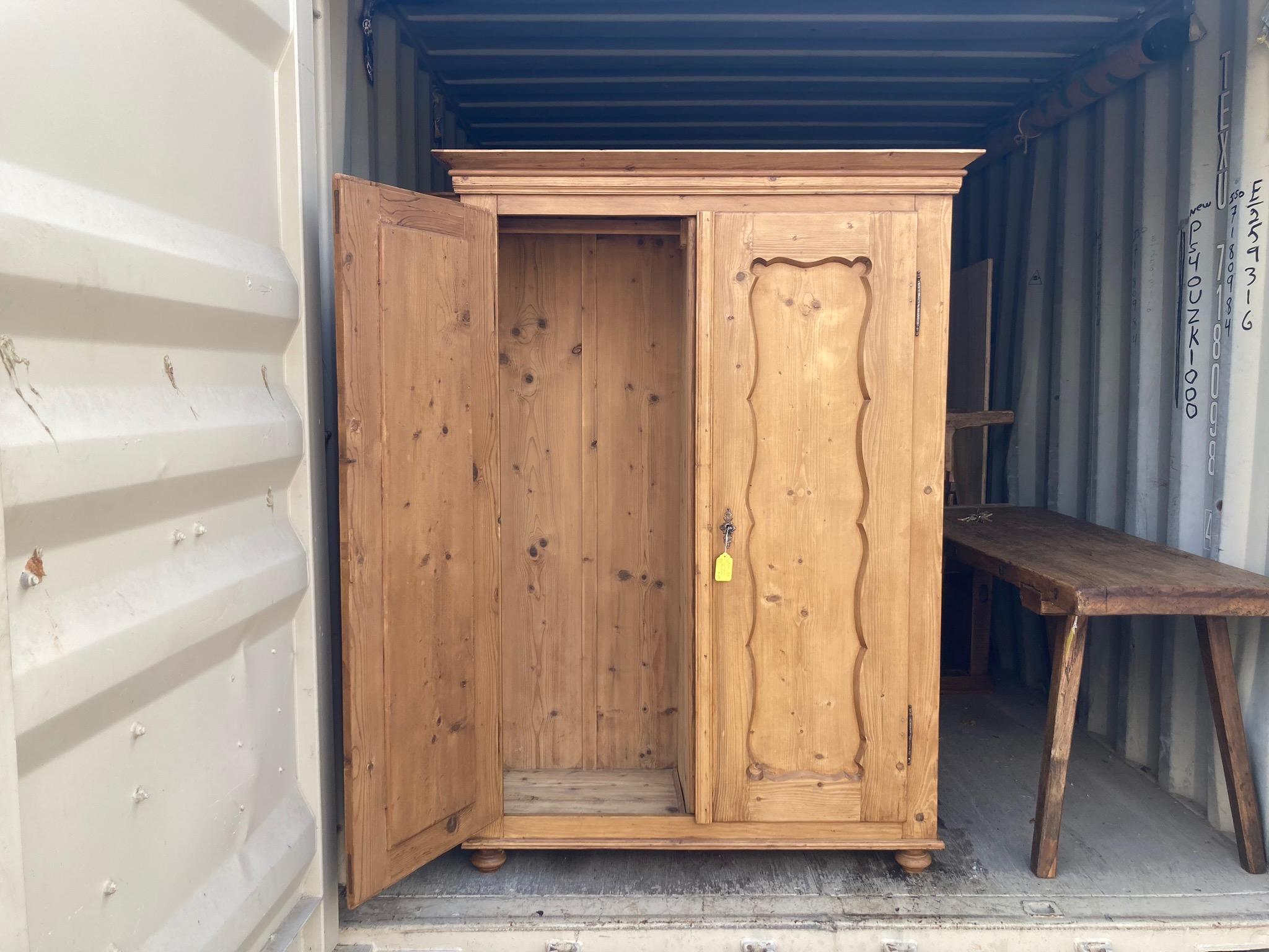 Pine Two Door Armoire with Interior Shelves 6