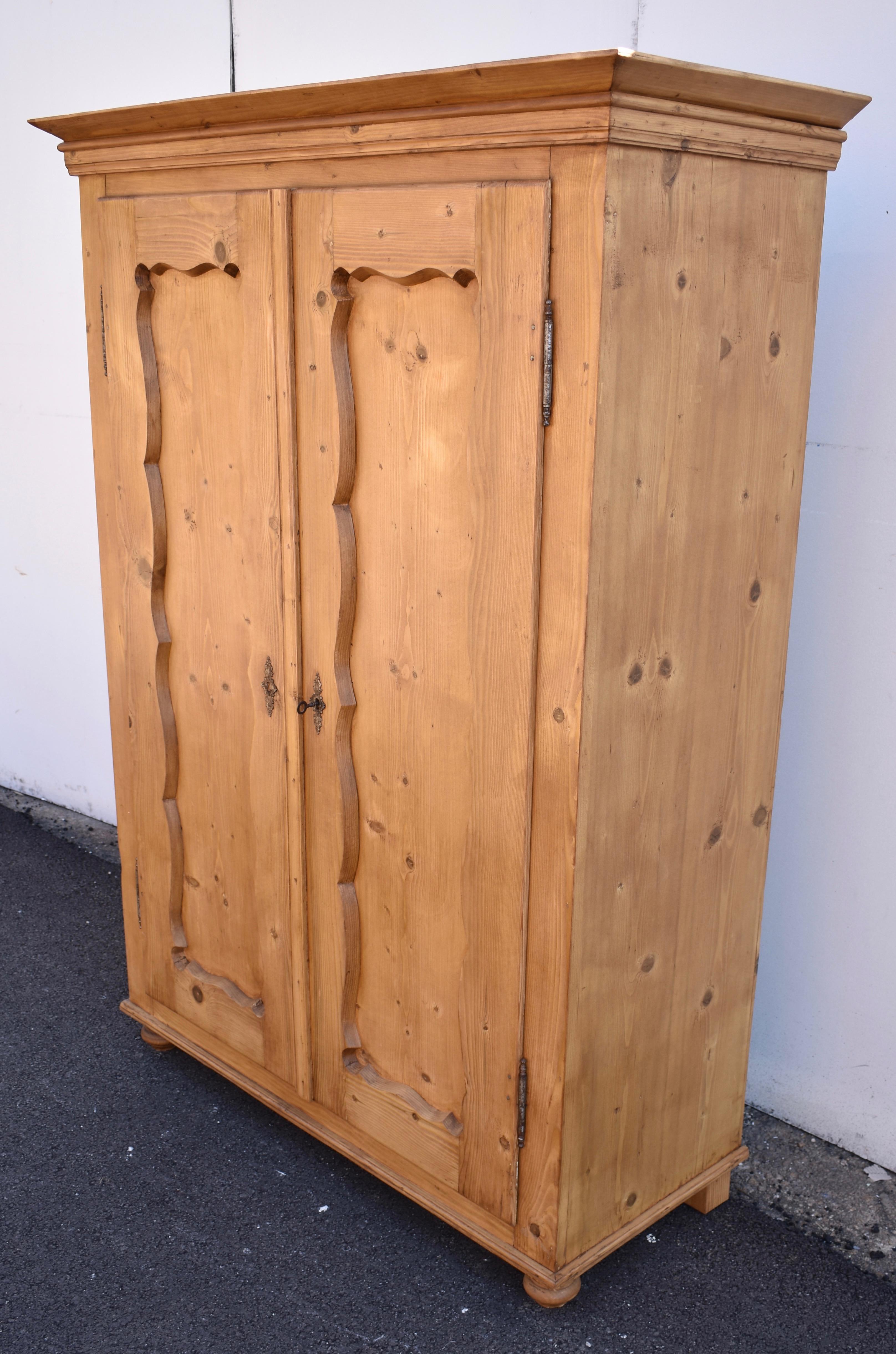 Country Pine Two Door Armoire with Interior Shelves