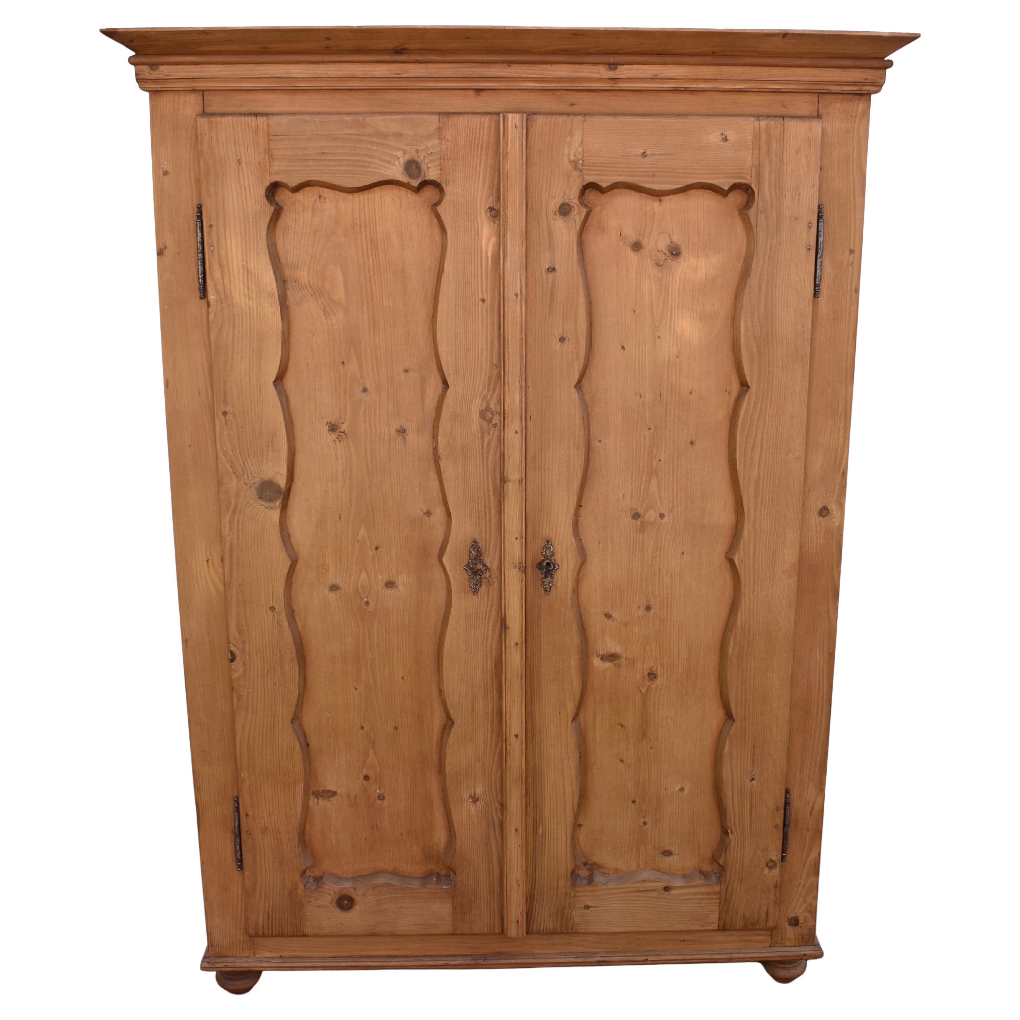 Pine Two Door Armoire with Interior Shelves