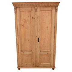 Antique Pine Two Door Armoire with Removable Gallery