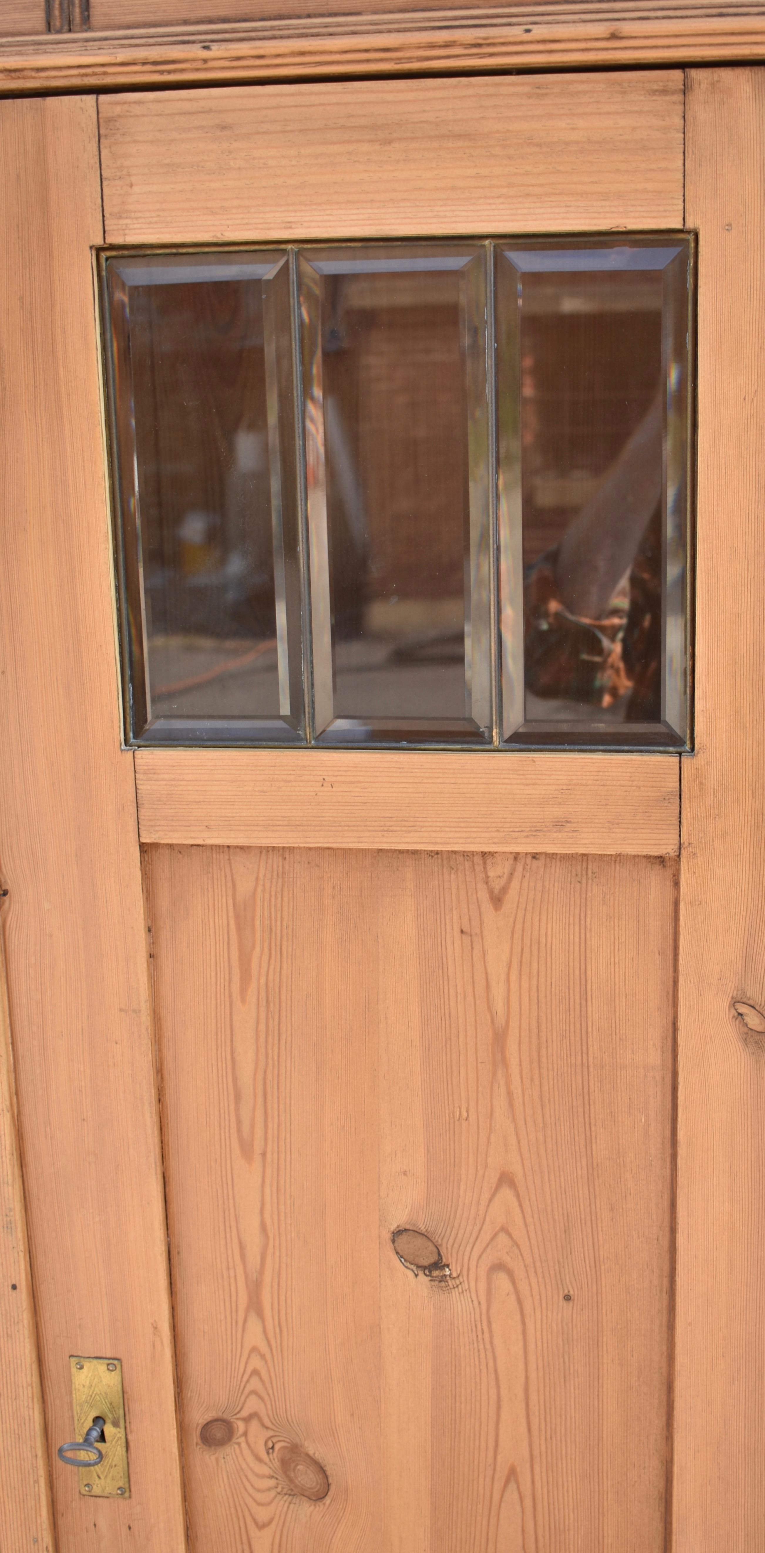 20th Century Pine Two Door Bonnet Top Armoire For Sale