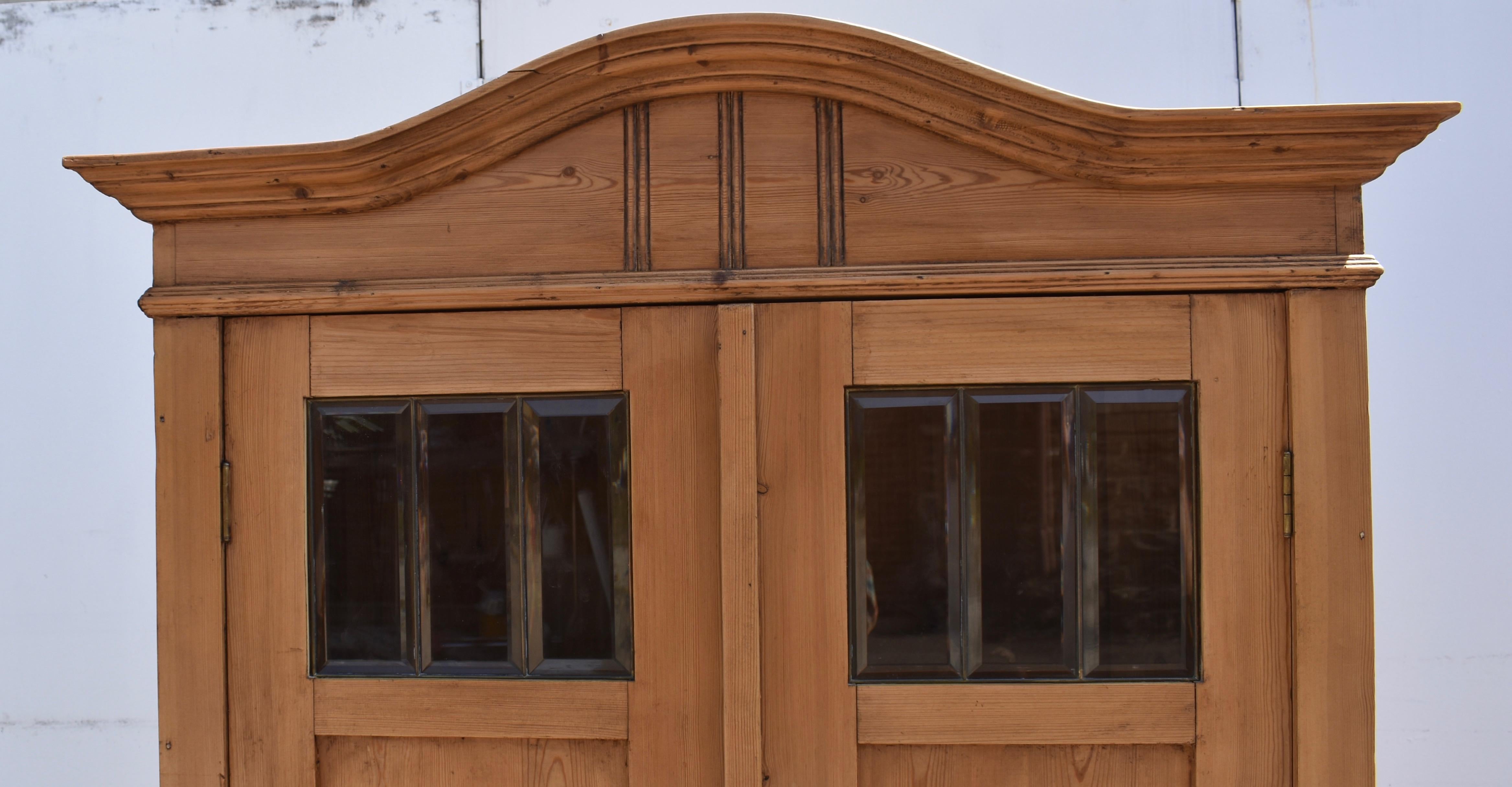 Pine Two Door Bonnet Top Armoire 2