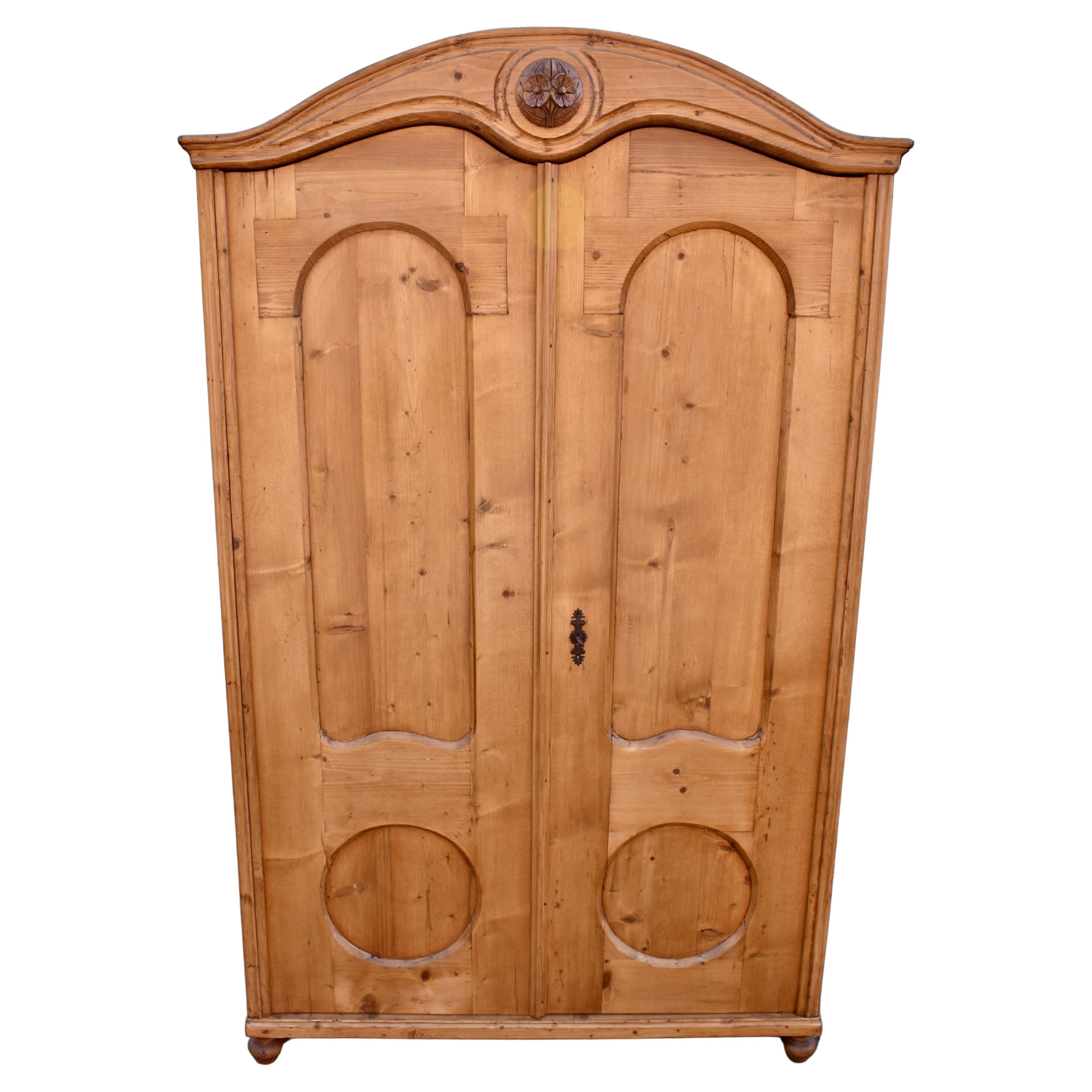 Pine Two Door Bonnet-Top Armoire