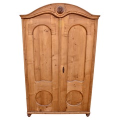 Antique Pine Two Door Bonnet-Top Armoire