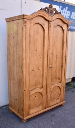 Pine Two Door Double Bonnet-Top Armoire