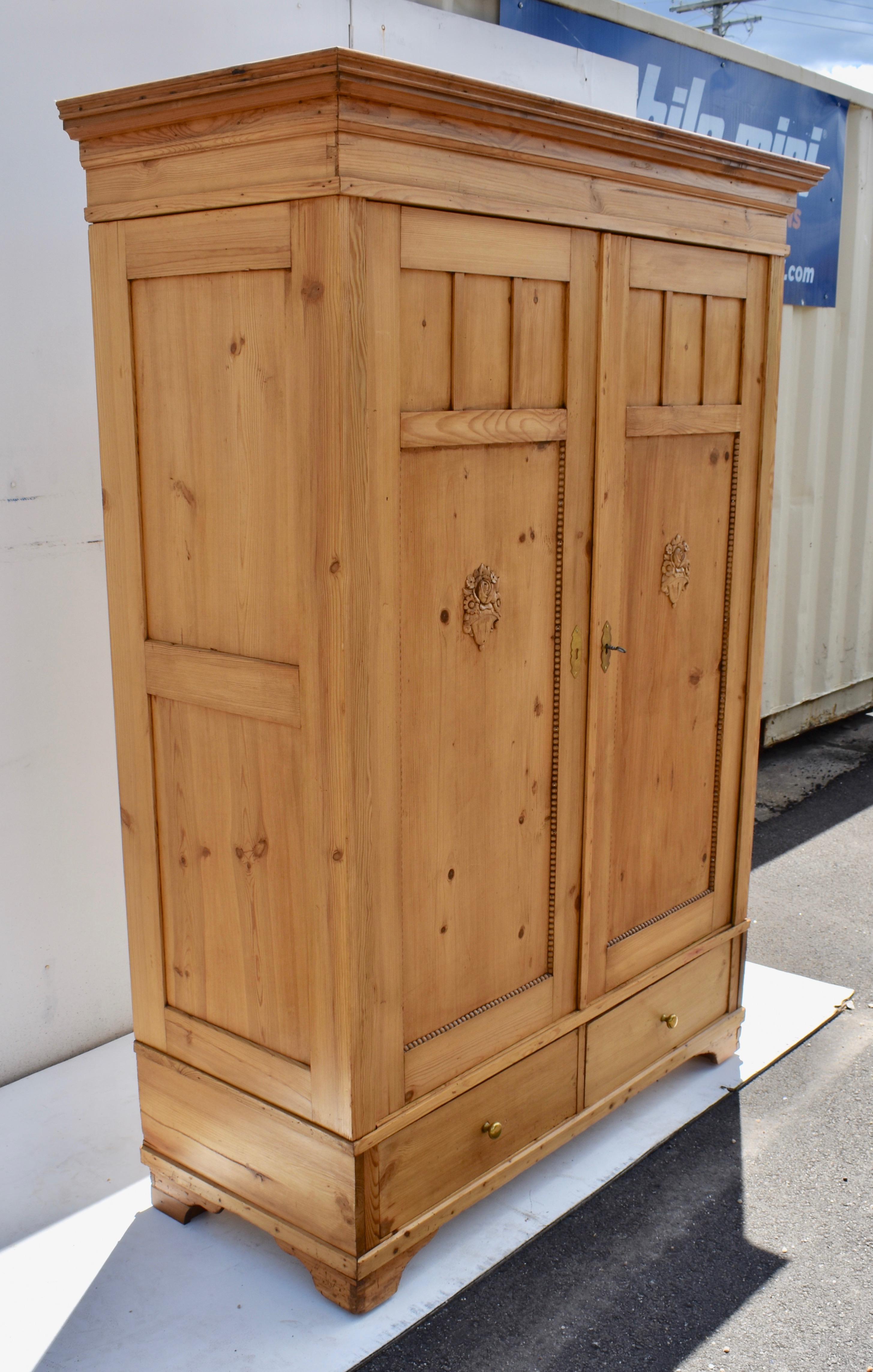 Late Victorian Pine Two Door Knock-Down Armoire