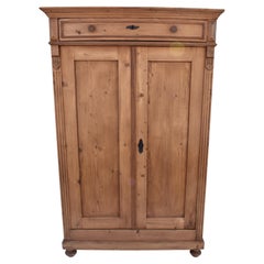 Antique Pine Two Door Linen Cabinet