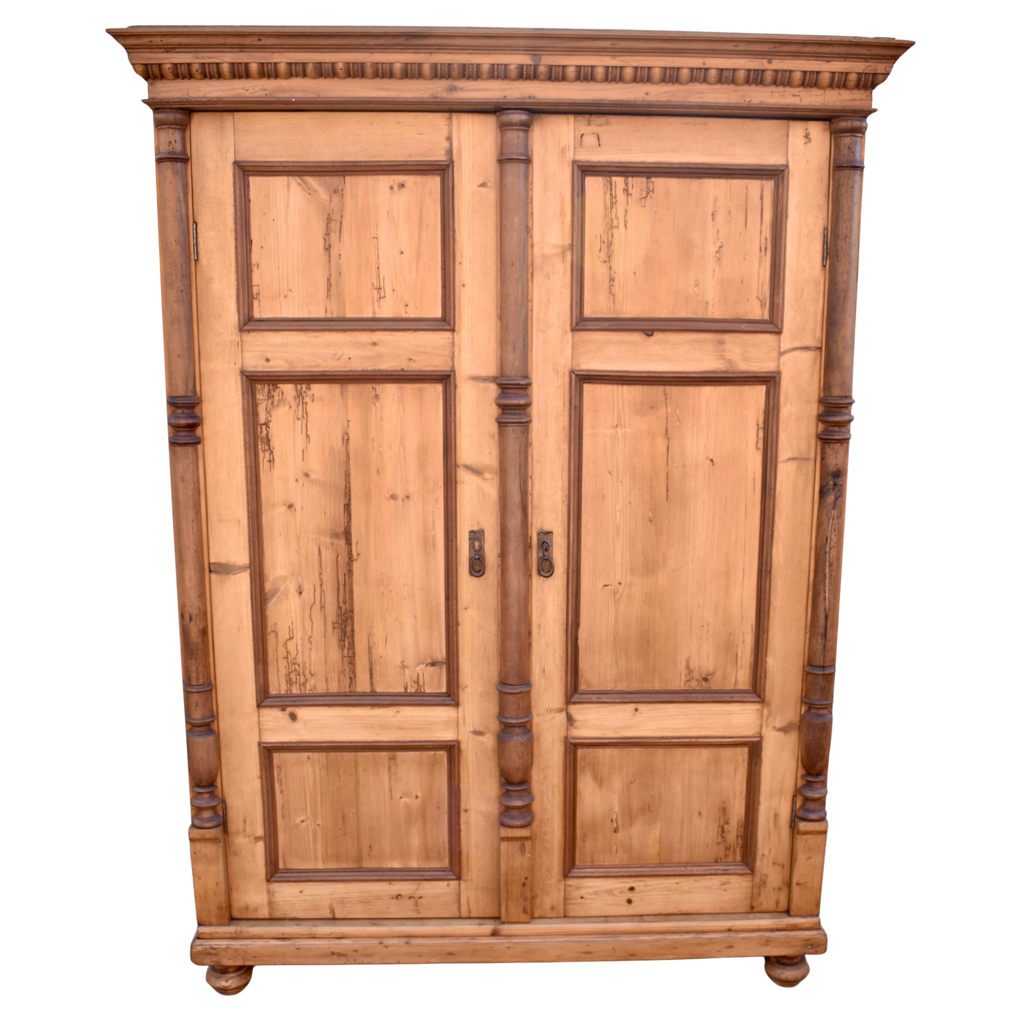 Pine Two Door Paneled Armoire