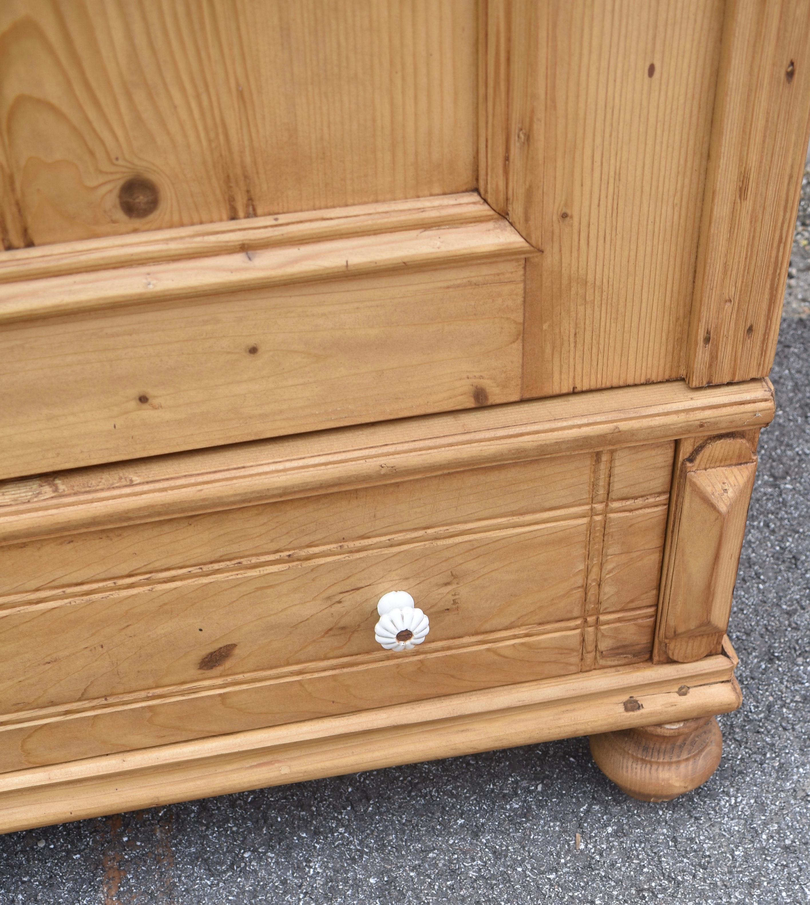 Pine Two Door Six Panel Armoire For Sale 4