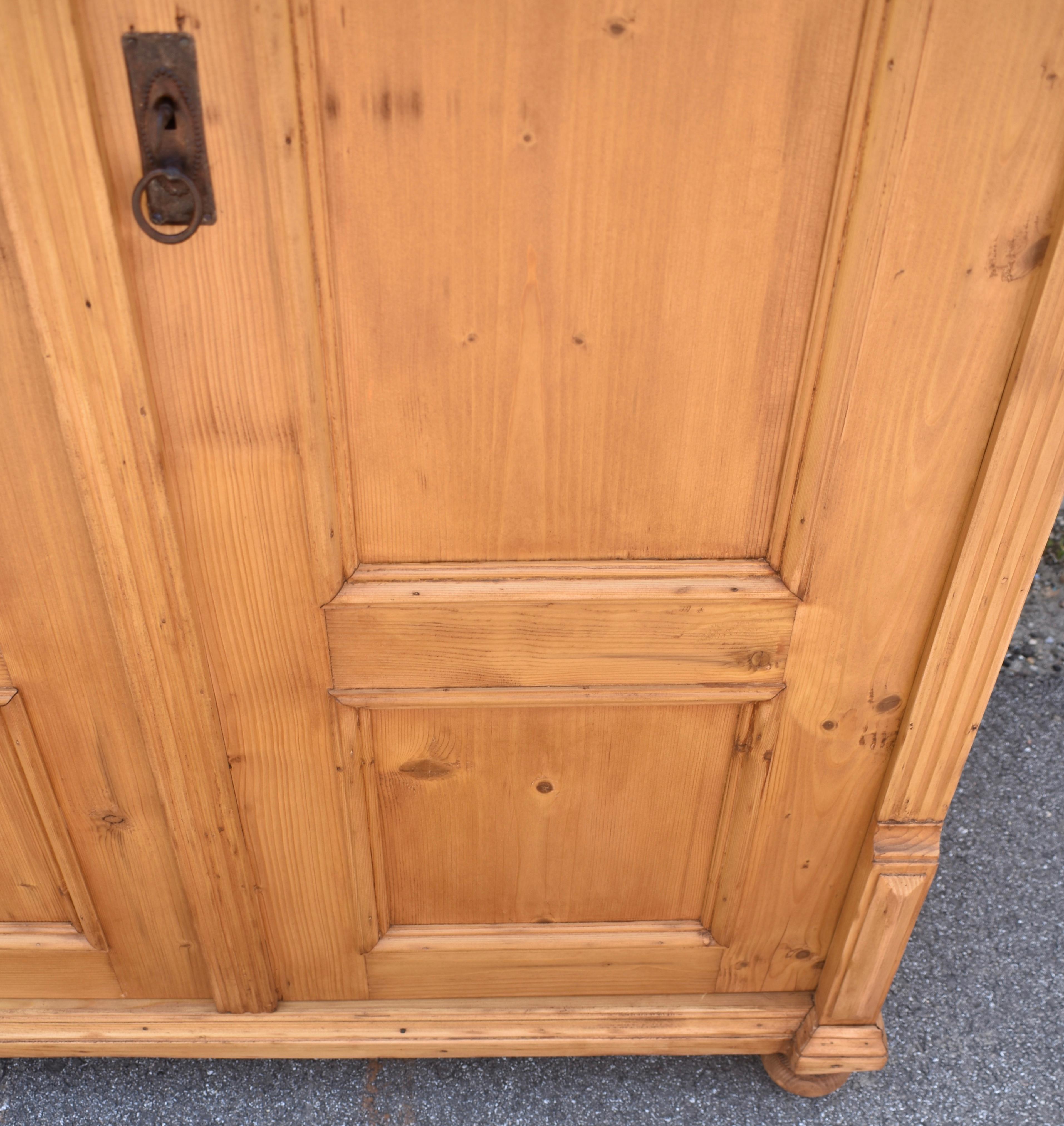 Pine Two Door Six Panel Armoire For Sale 4