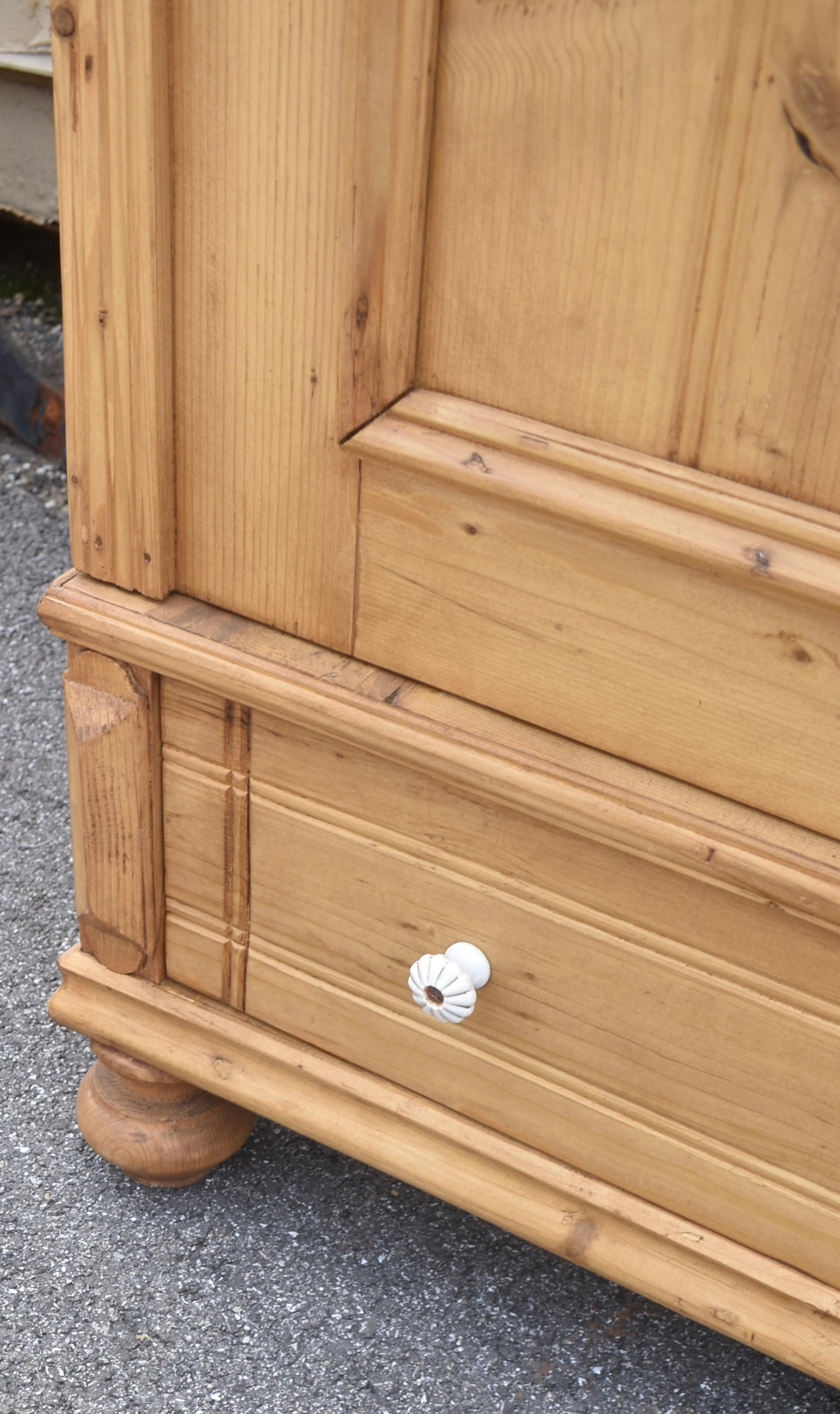 Pine Two Door Six Panel Armoire For Sale 5