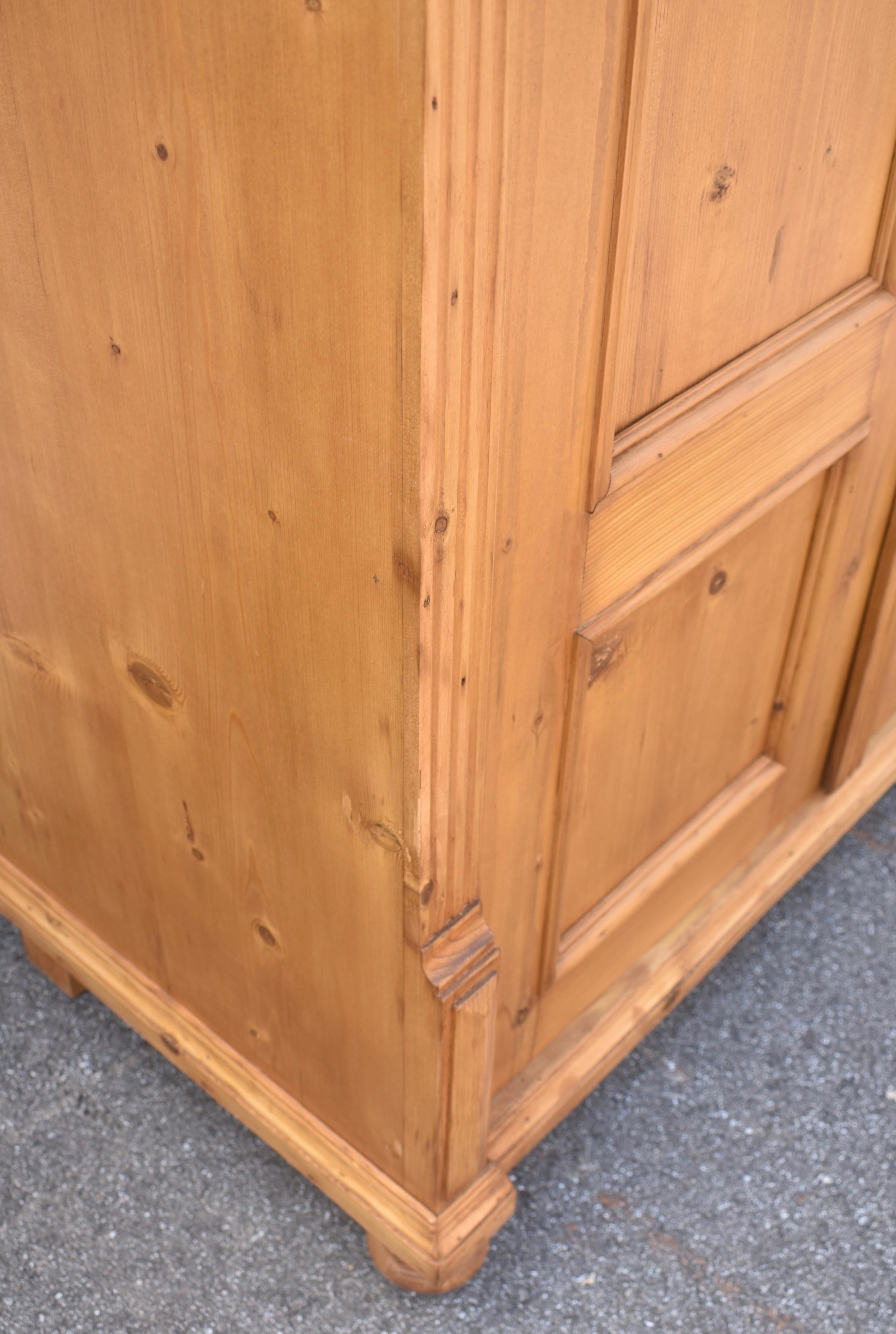 Pine Two Door Six Panel Armoire For Sale 5
