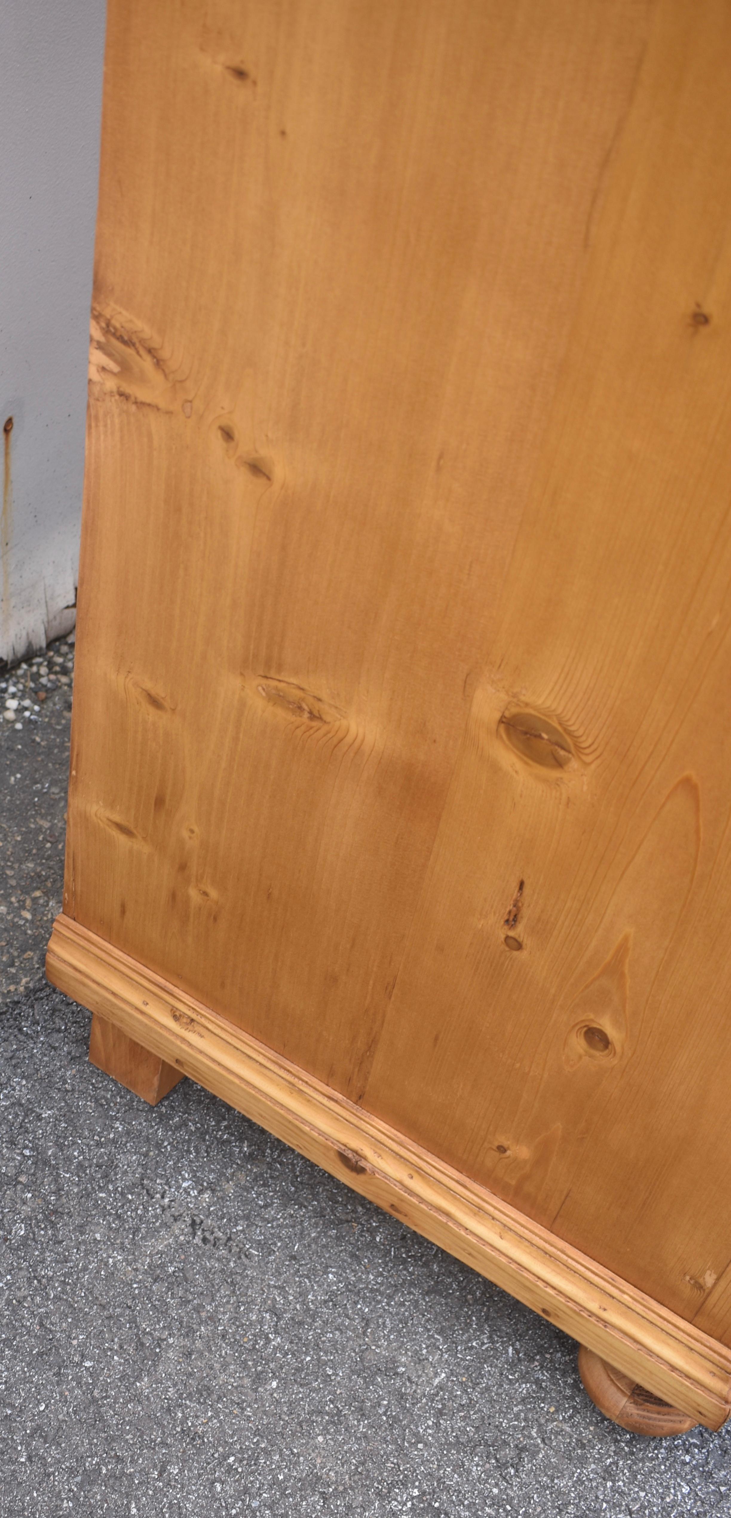 Pine Two Door Six Panel Armoire For Sale 6