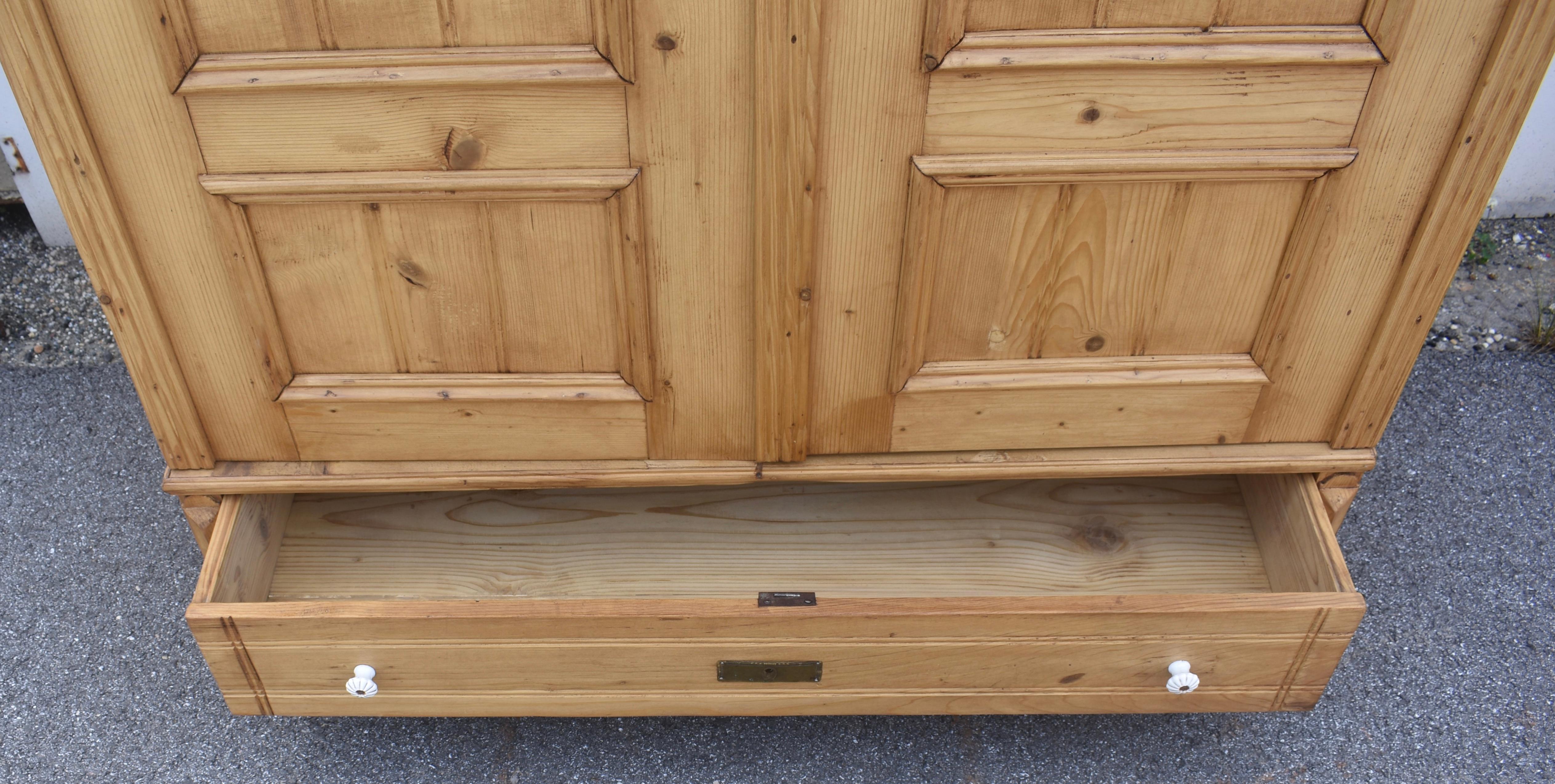 Pine Two Door Six Panel Armoire For Sale 7