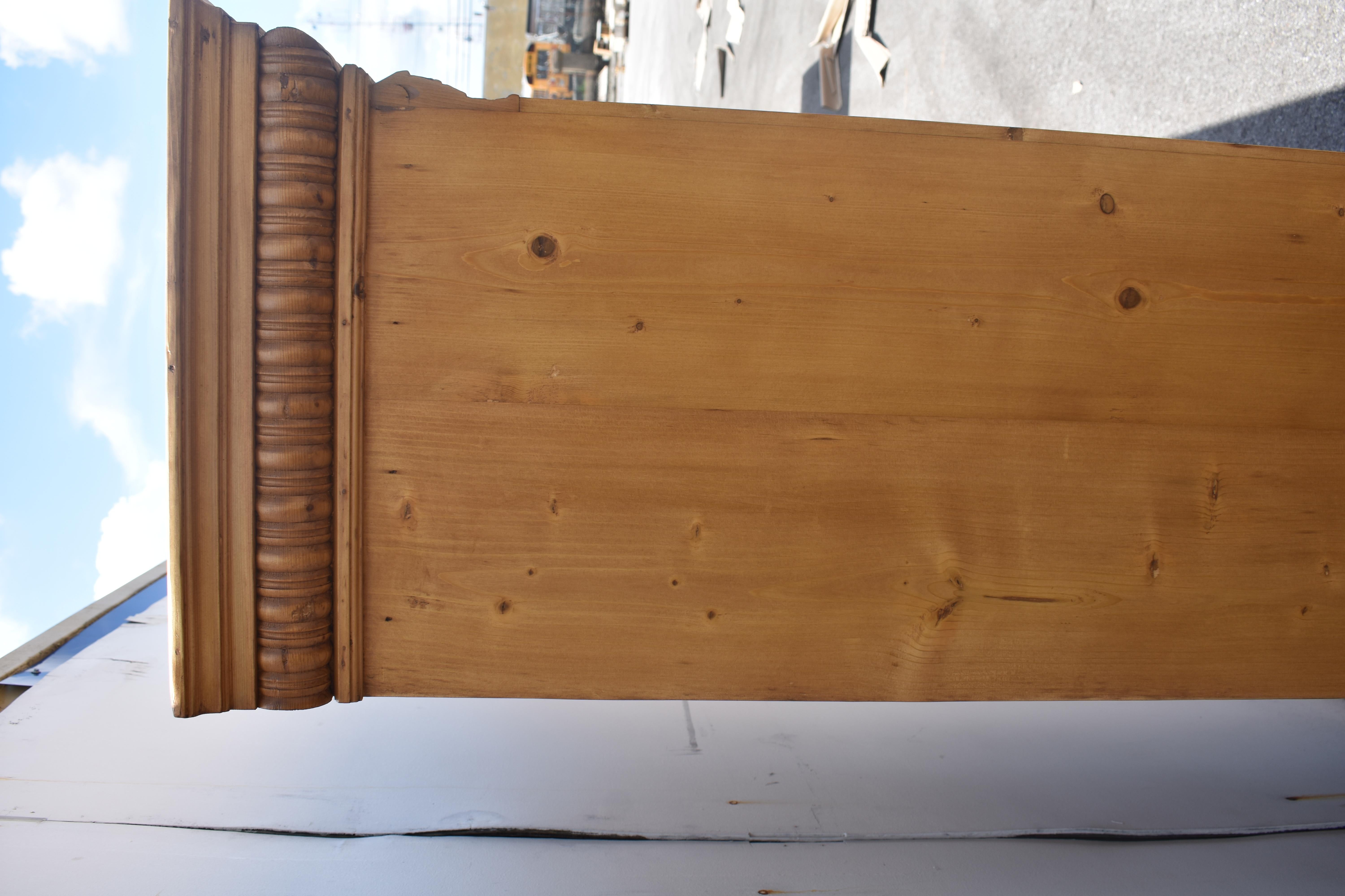 Pine Two Door Six Panel Armoire For Sale 7